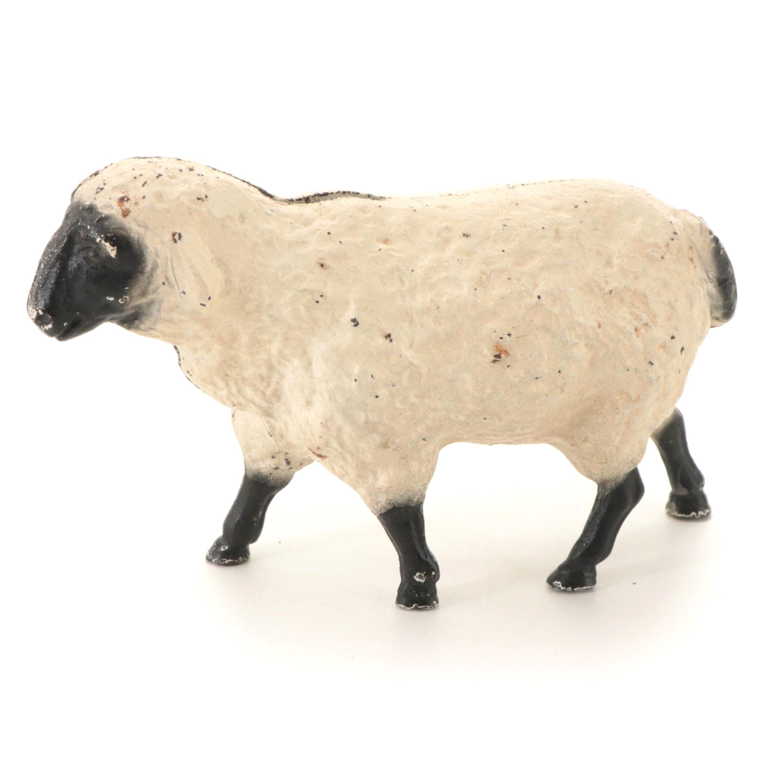 John Wright Style Cast Iron Sheep Coin Bank