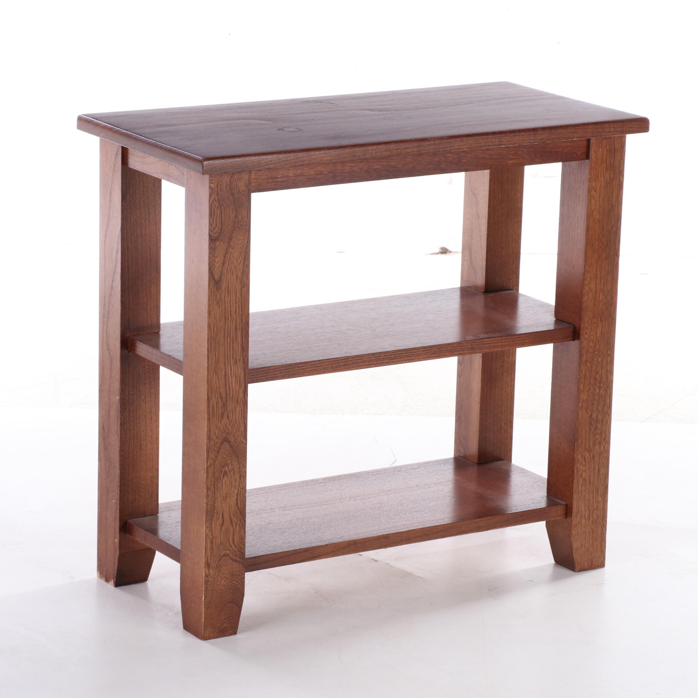 Arts and Crafts Style Oak Side Table Plus Pine and Tile Top Plant Stand