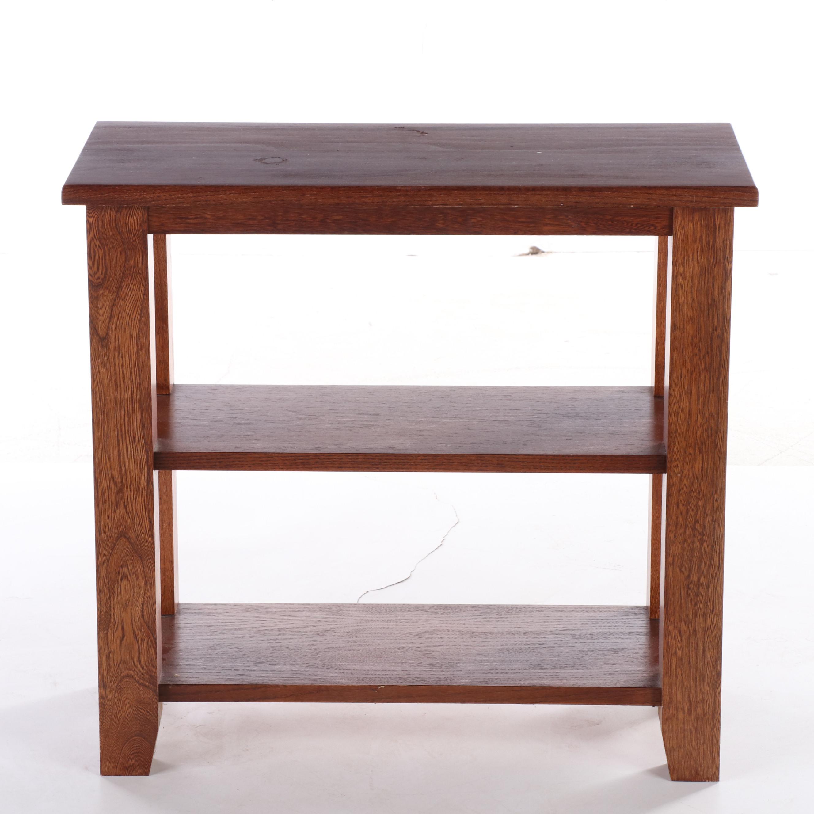 Arts and Crafts Style Oak Side Table Plus Pine and Tile Top Plant Stand