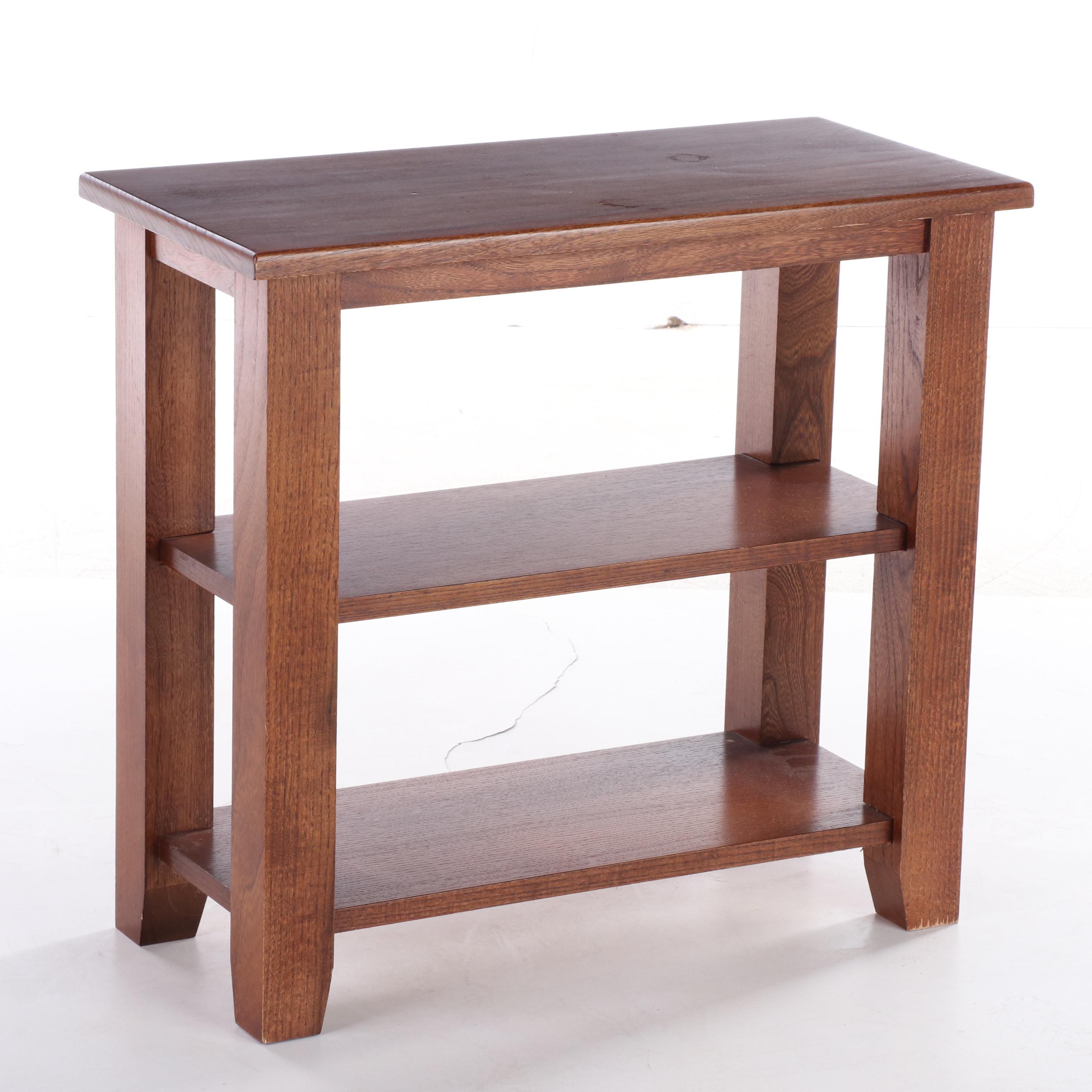 Arts and Crafts Style Oak Side Table Plus Pine and Tile Top Plant Stand