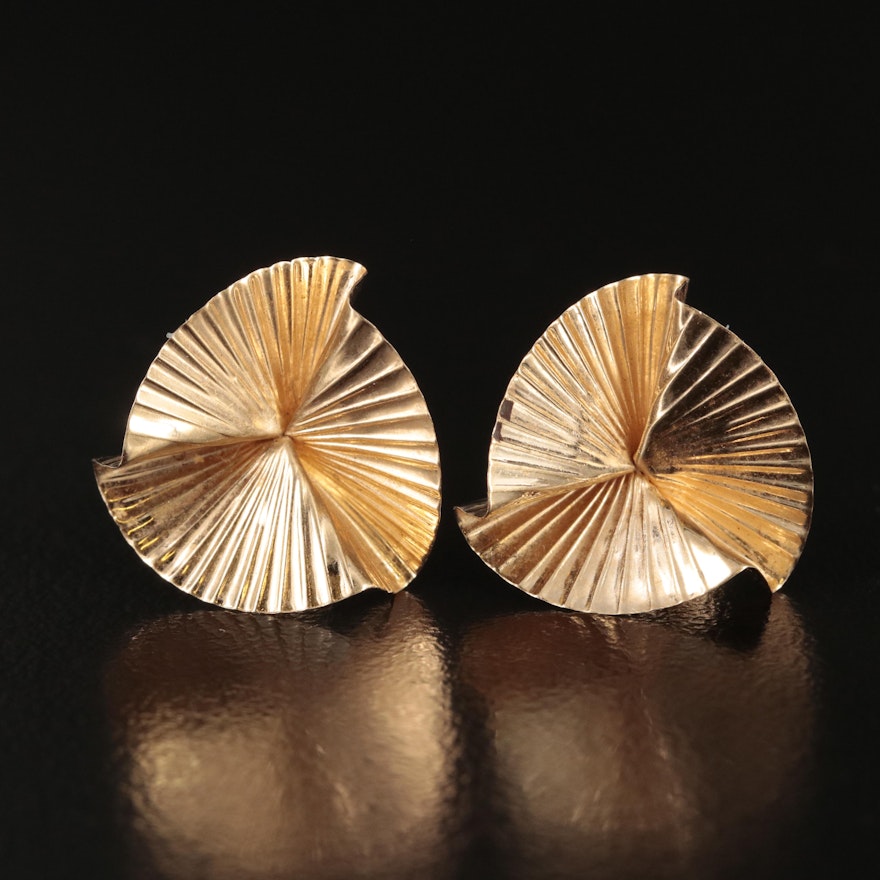 14K Fluted Pinwheel Earrings