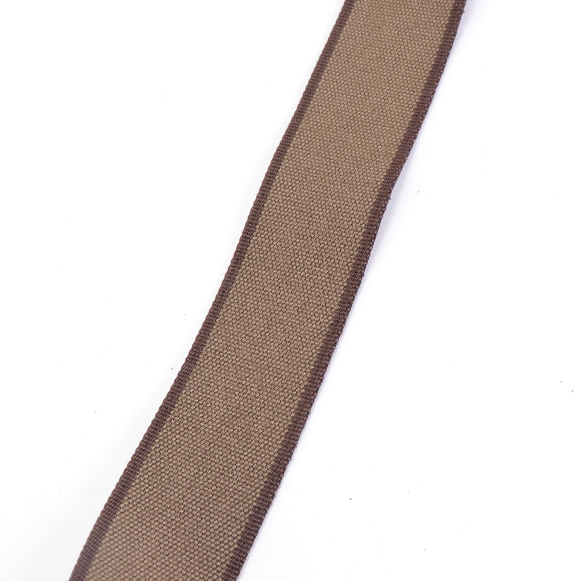 Prada Logo Belt in Cotton Webbing and Dark Brown Leather