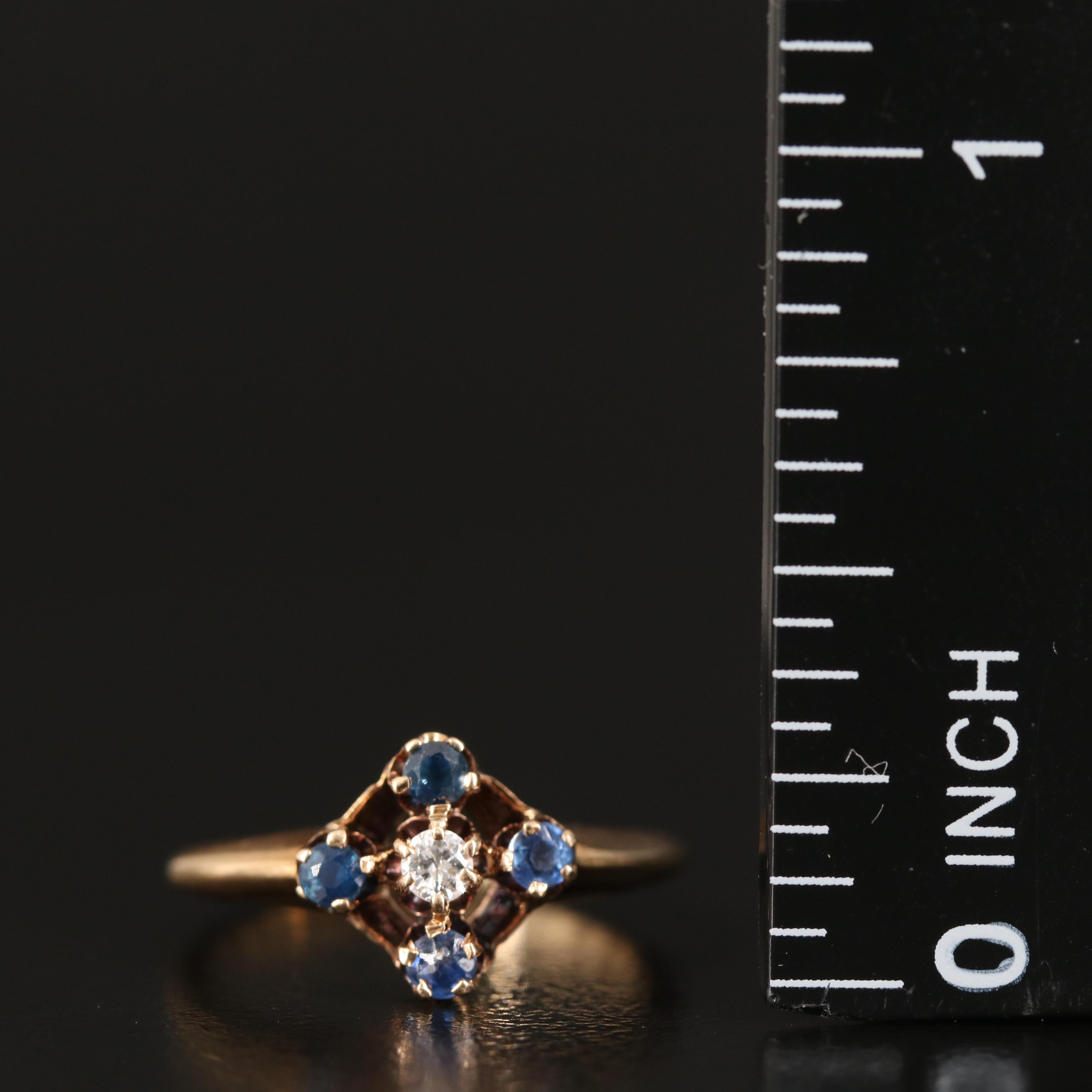 14K Diamond and Sapphire Ring