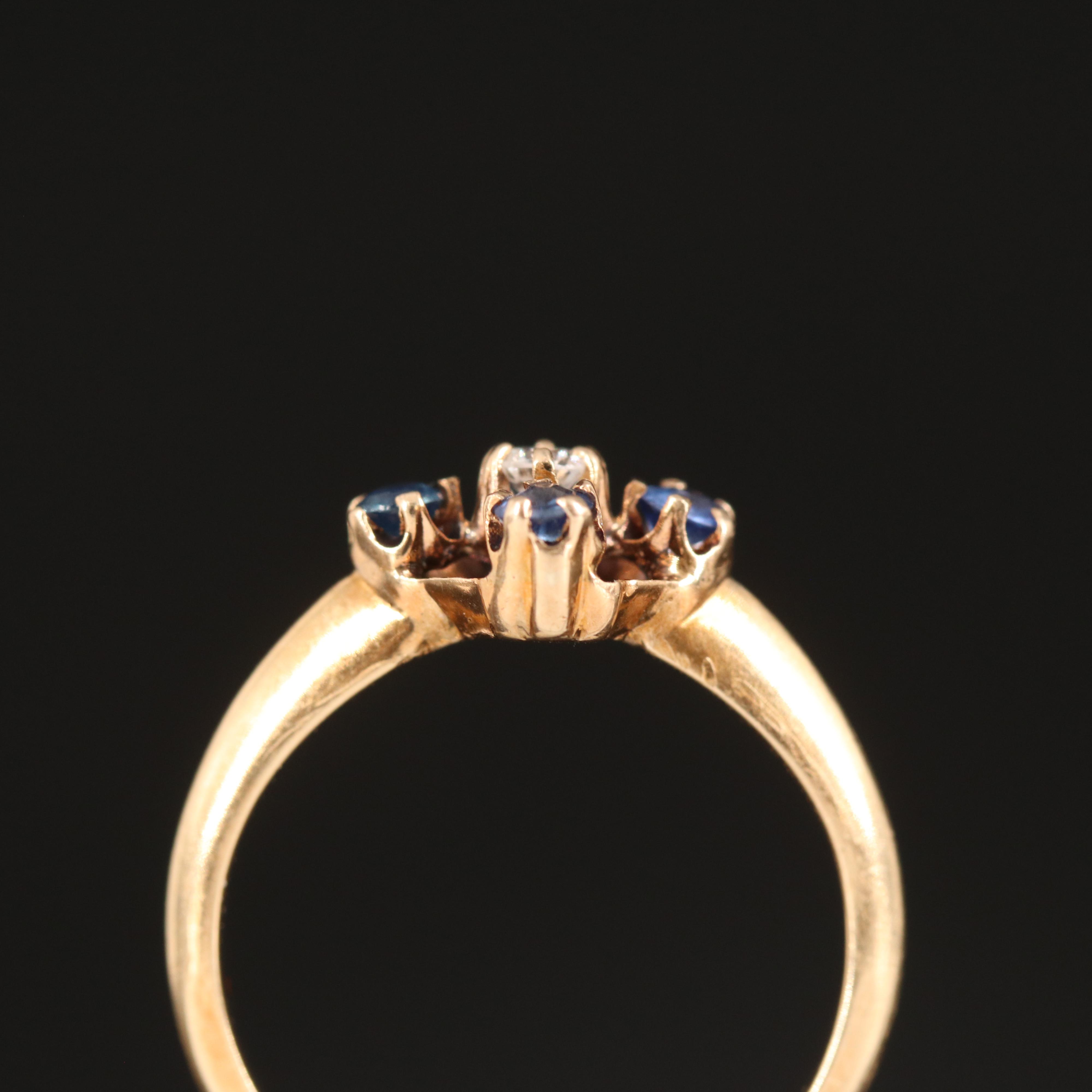 14K Diamond and Sapphire Ring