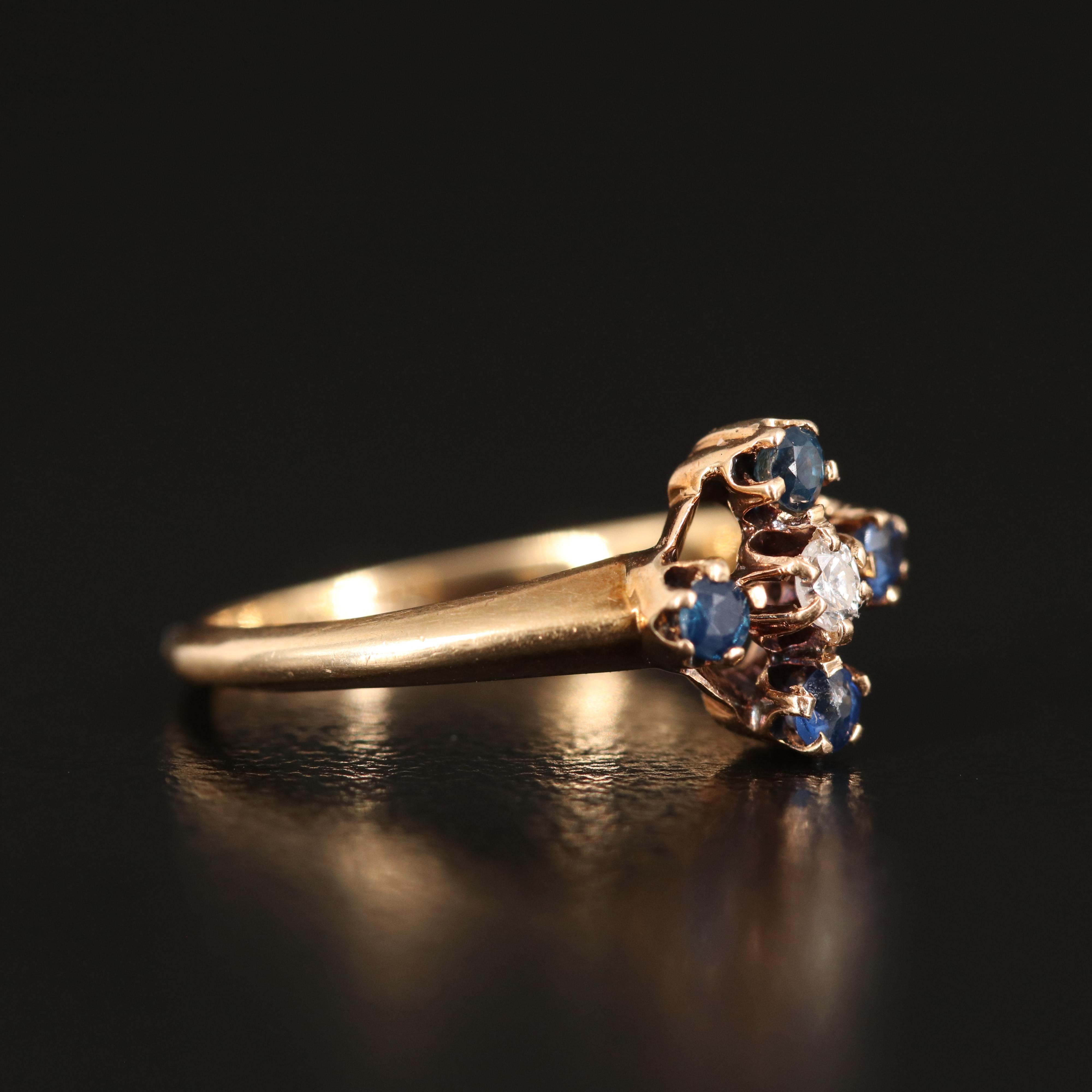 14K Diamond and Sapphire Ring