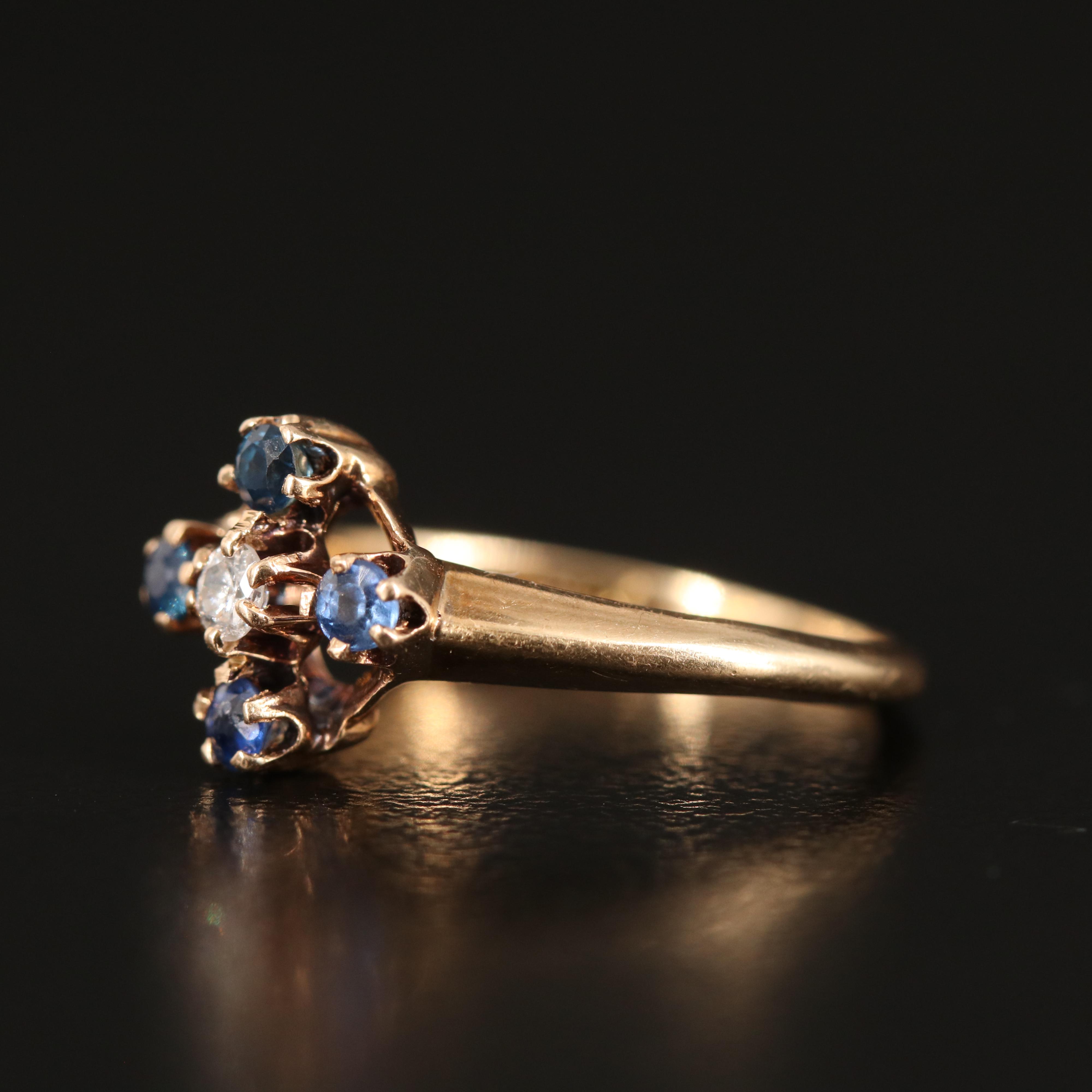 14K Diamond and Sapphire Ring