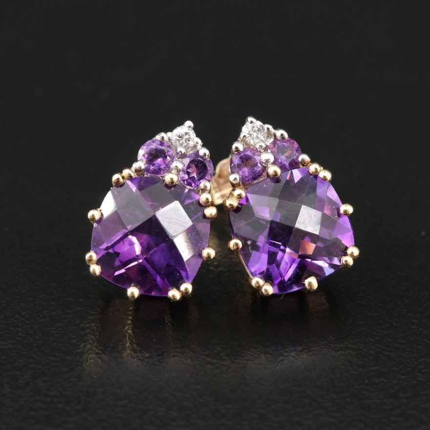 14K Amethyst and Diamond Earrings