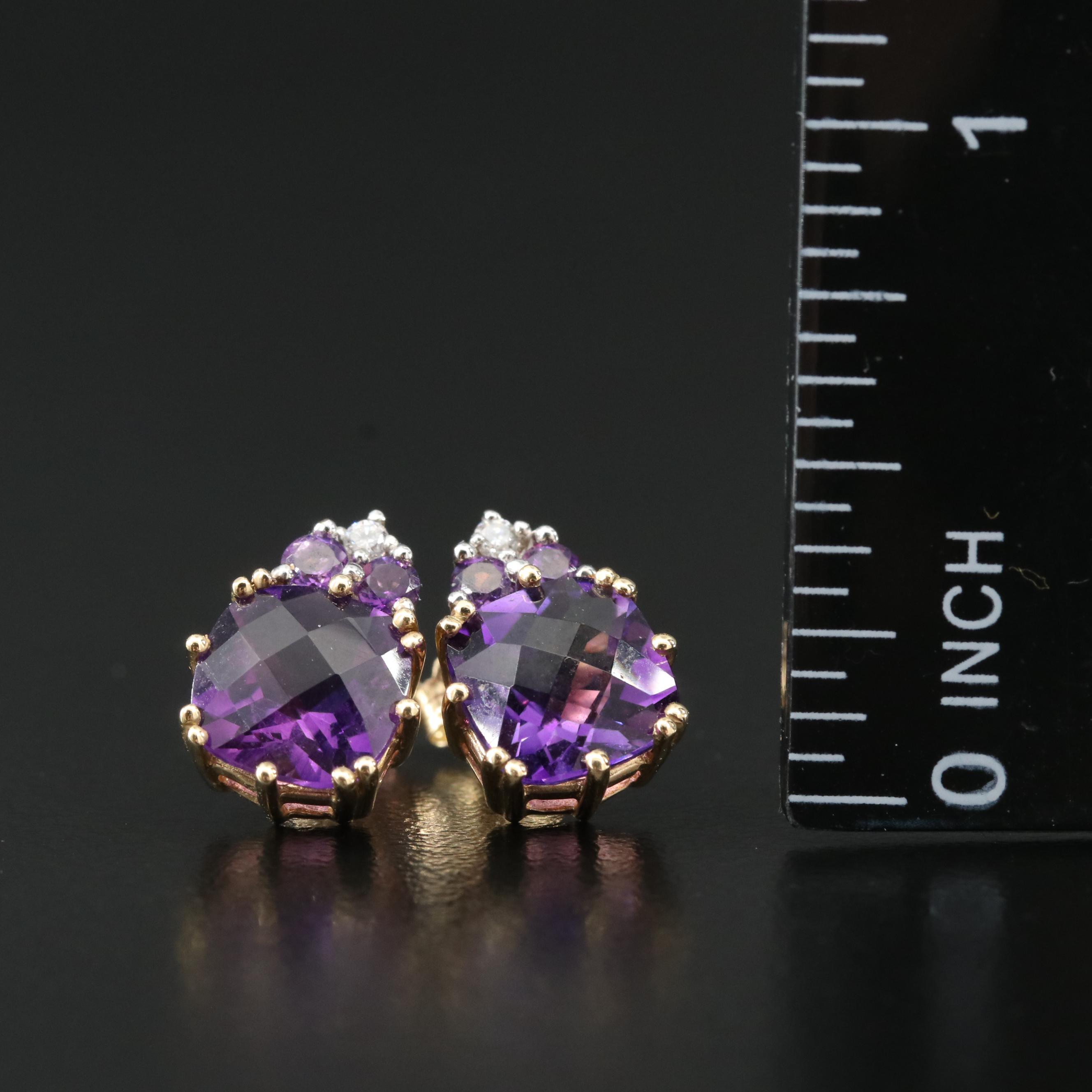 14K Amethyst and Diamond Earrings