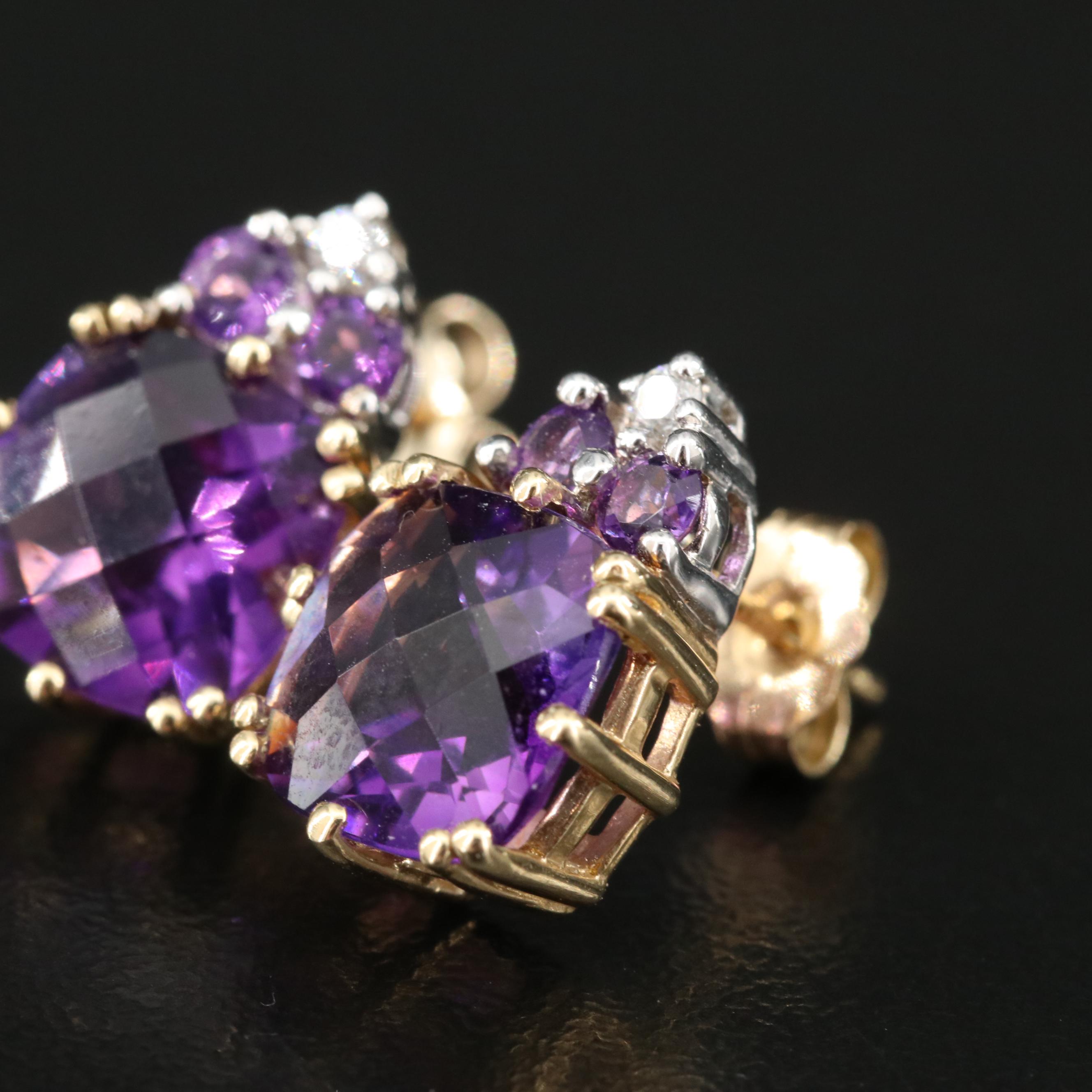 14K Amethyst and Diamond Earrings