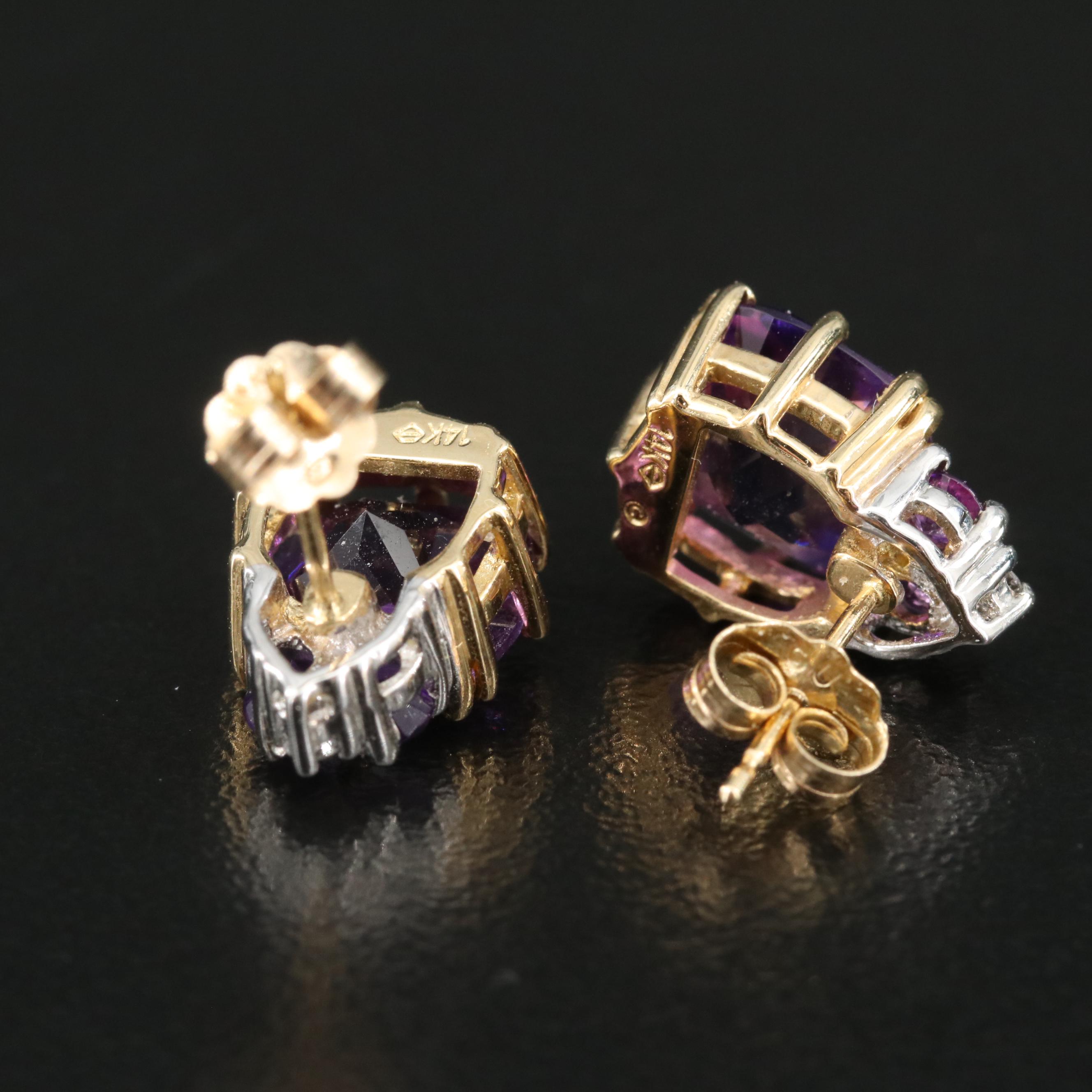 14K Amethyst and Diamond Earrings