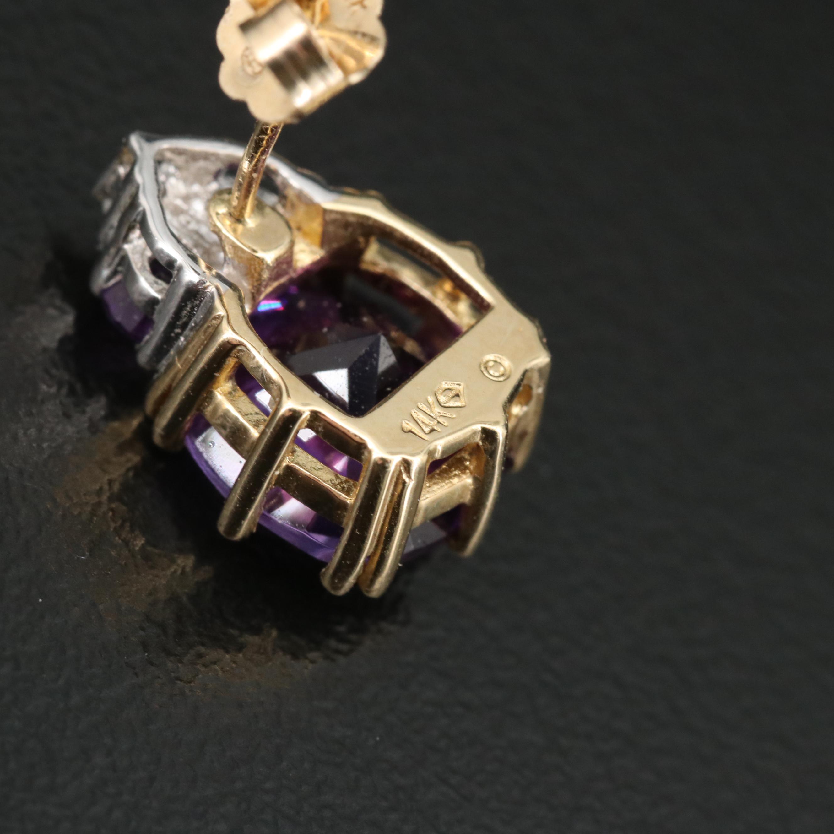 14K Amethyst and Diamond Earrings