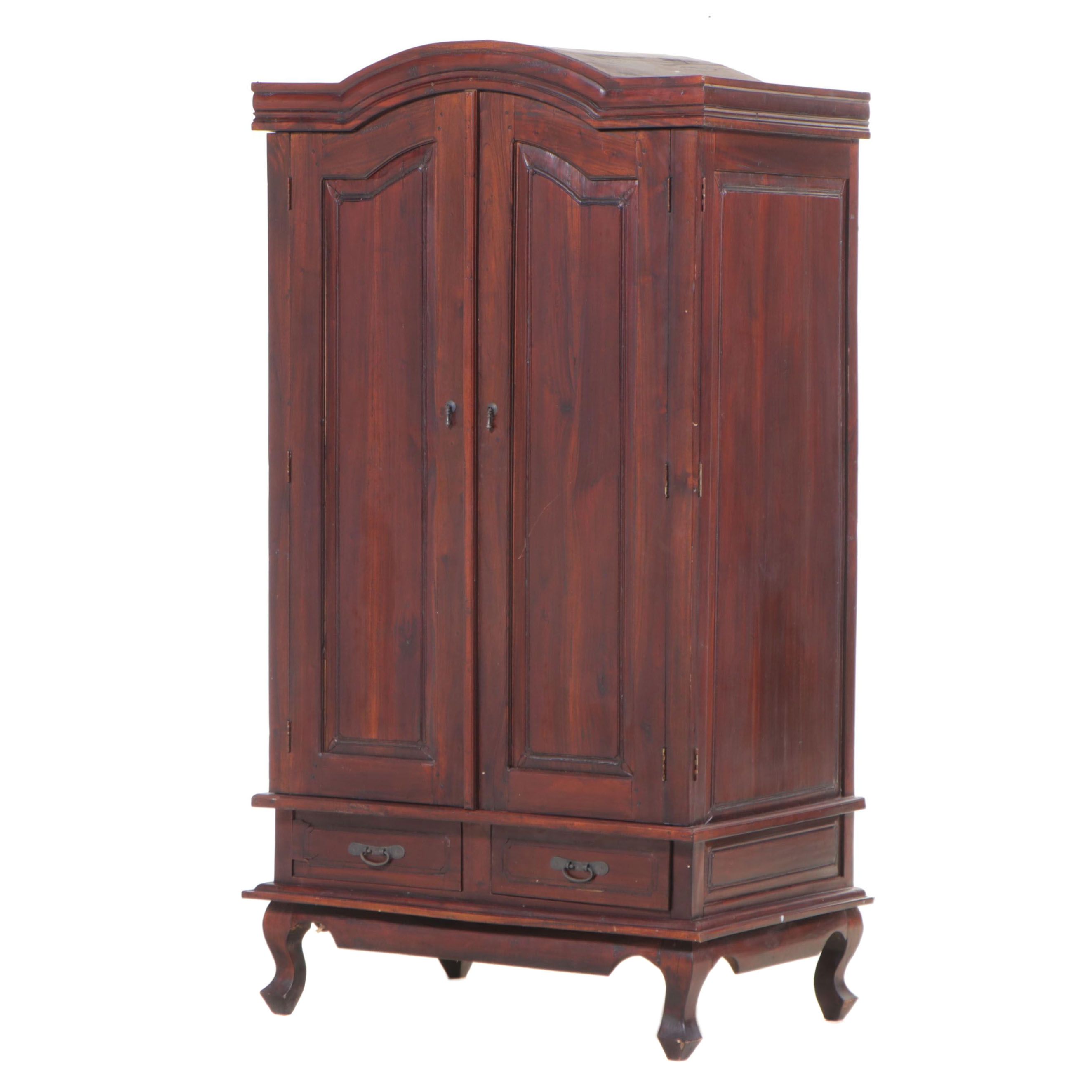 French Provincial Style Mahogany Finish Armoire / Entertainment Cabinet