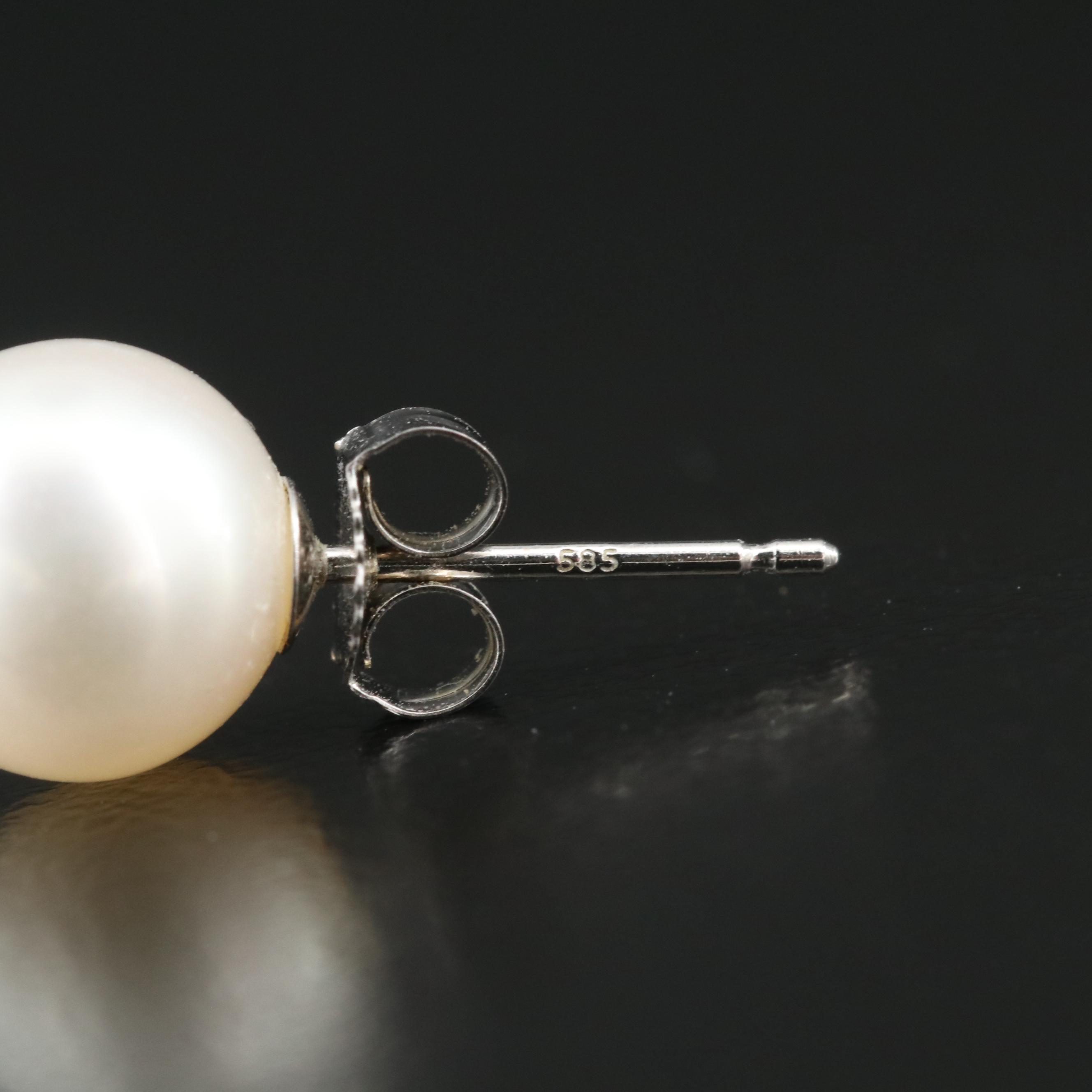 14K Pearl Stud Earrings