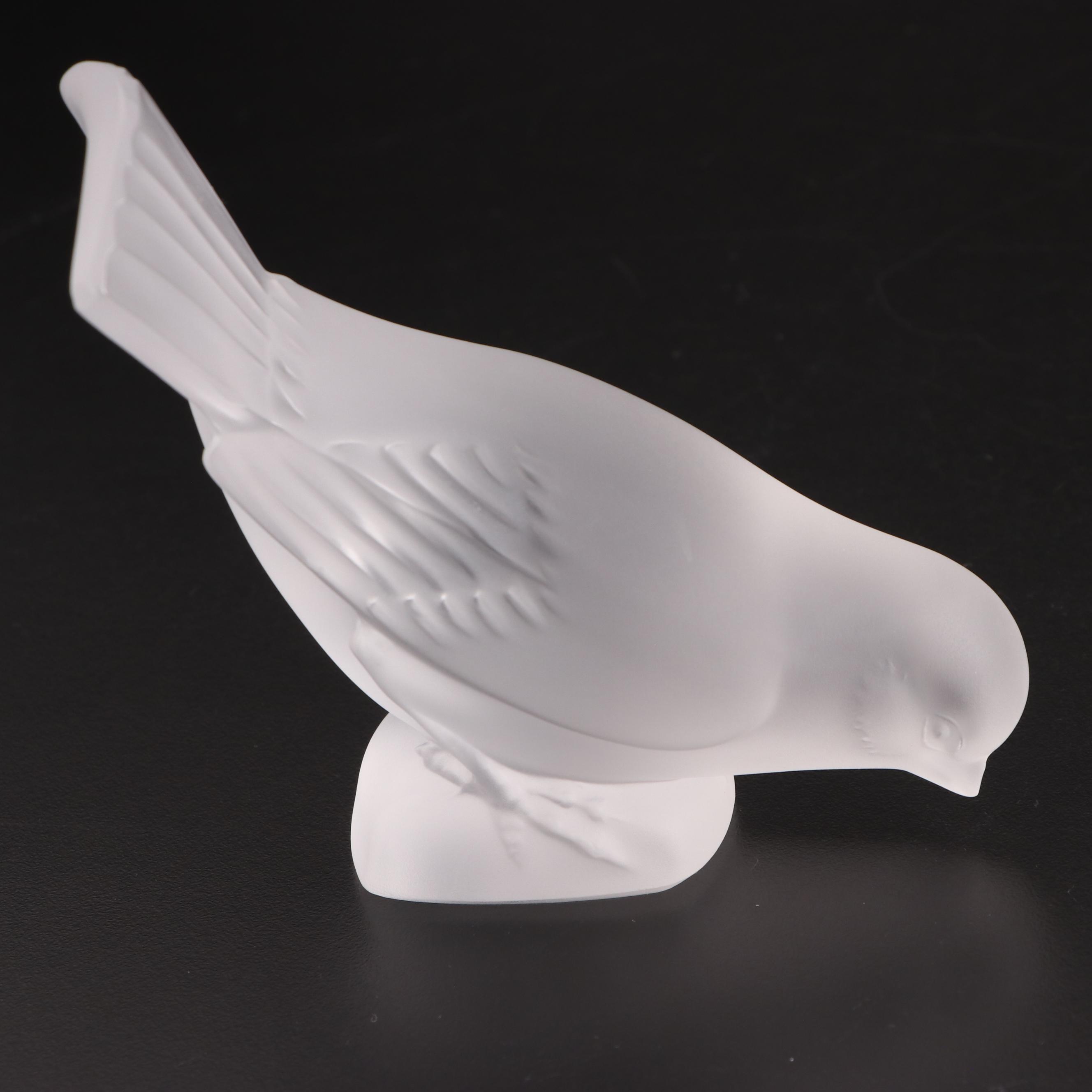Lalique Sparrow Frosted Crystal Figurines