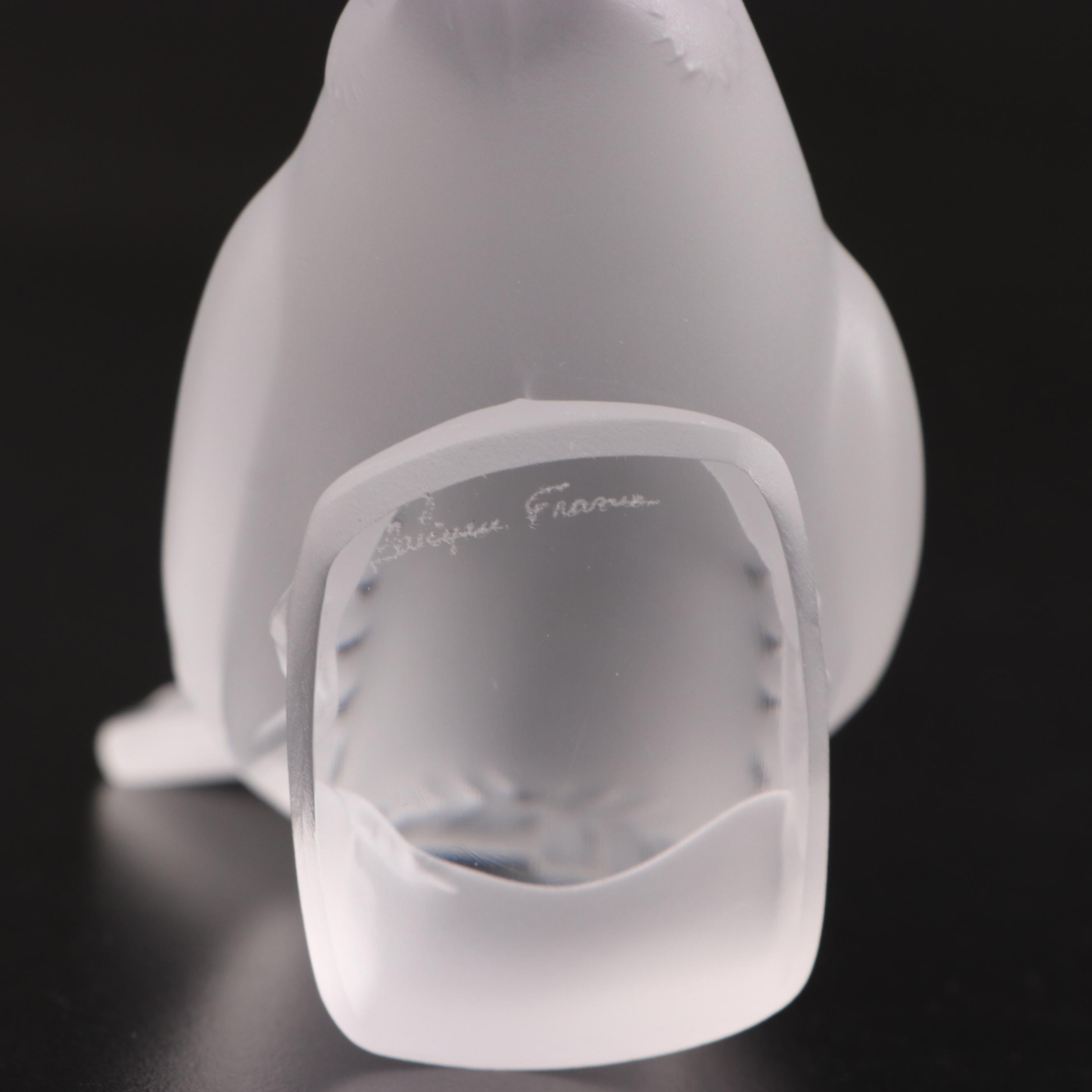 Lalique Sparrow Frosted Crystal Figurines