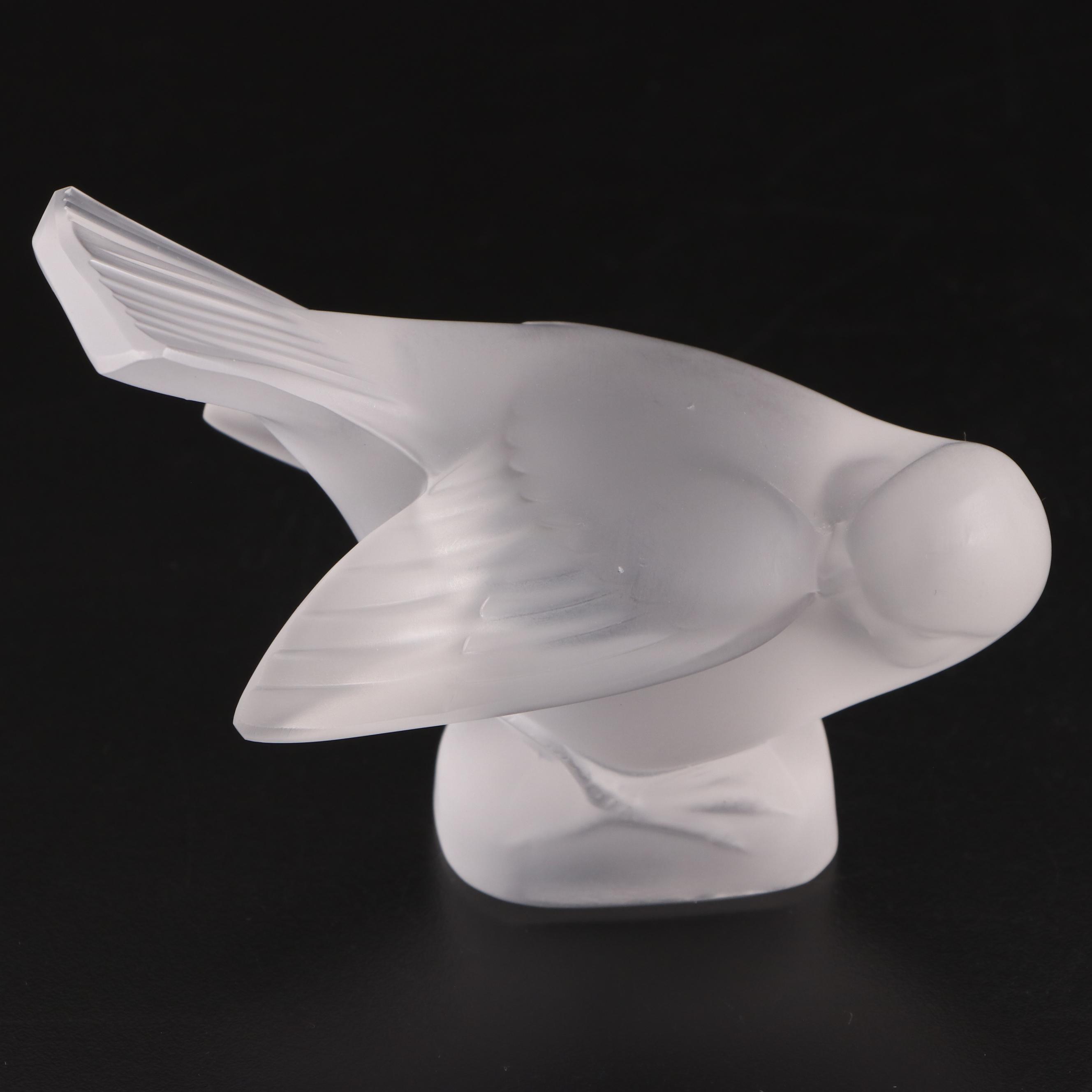 Lalique Sparrow Frosted Crystal Figurines