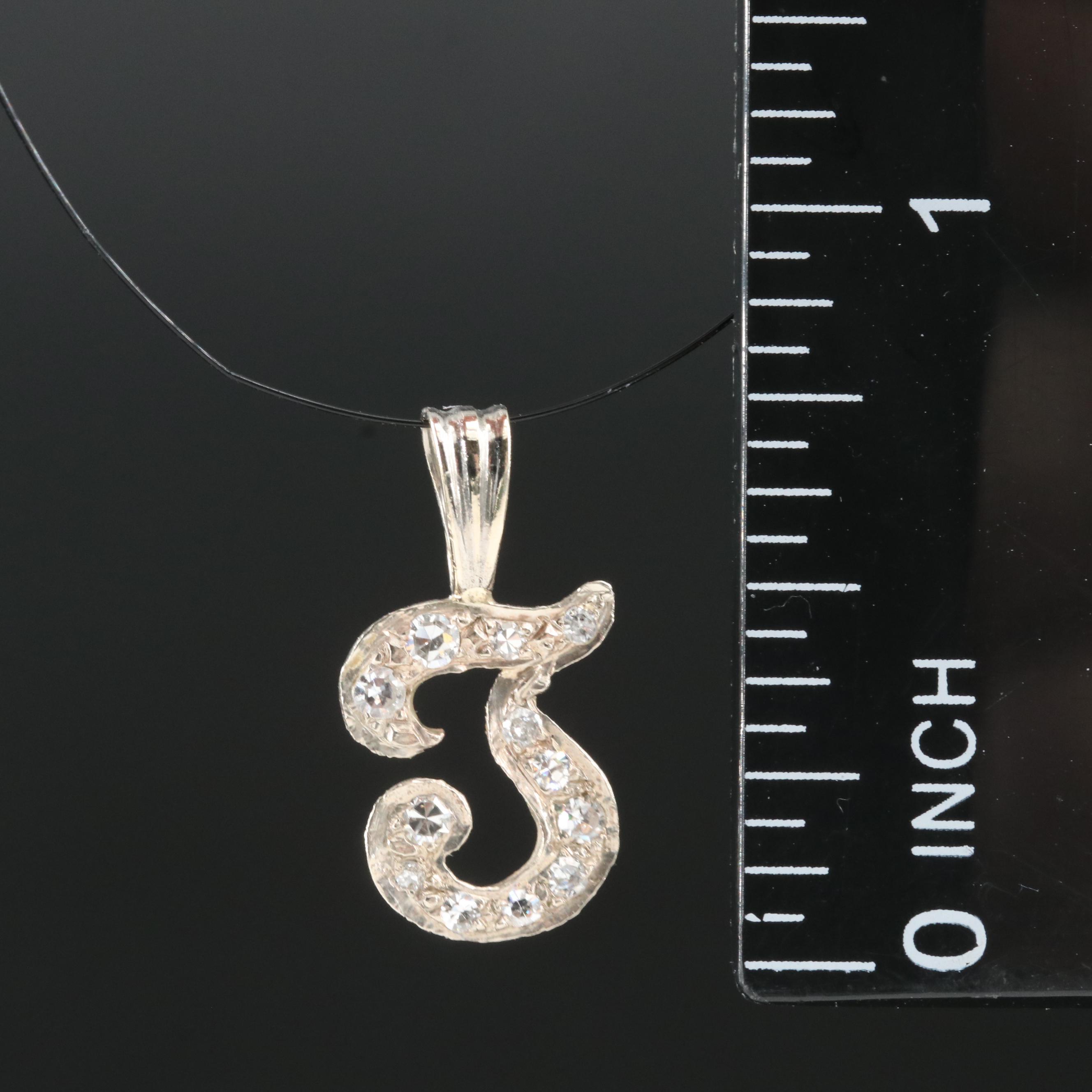 14K 0.17 CTW Diamond "T" Initial Pendant