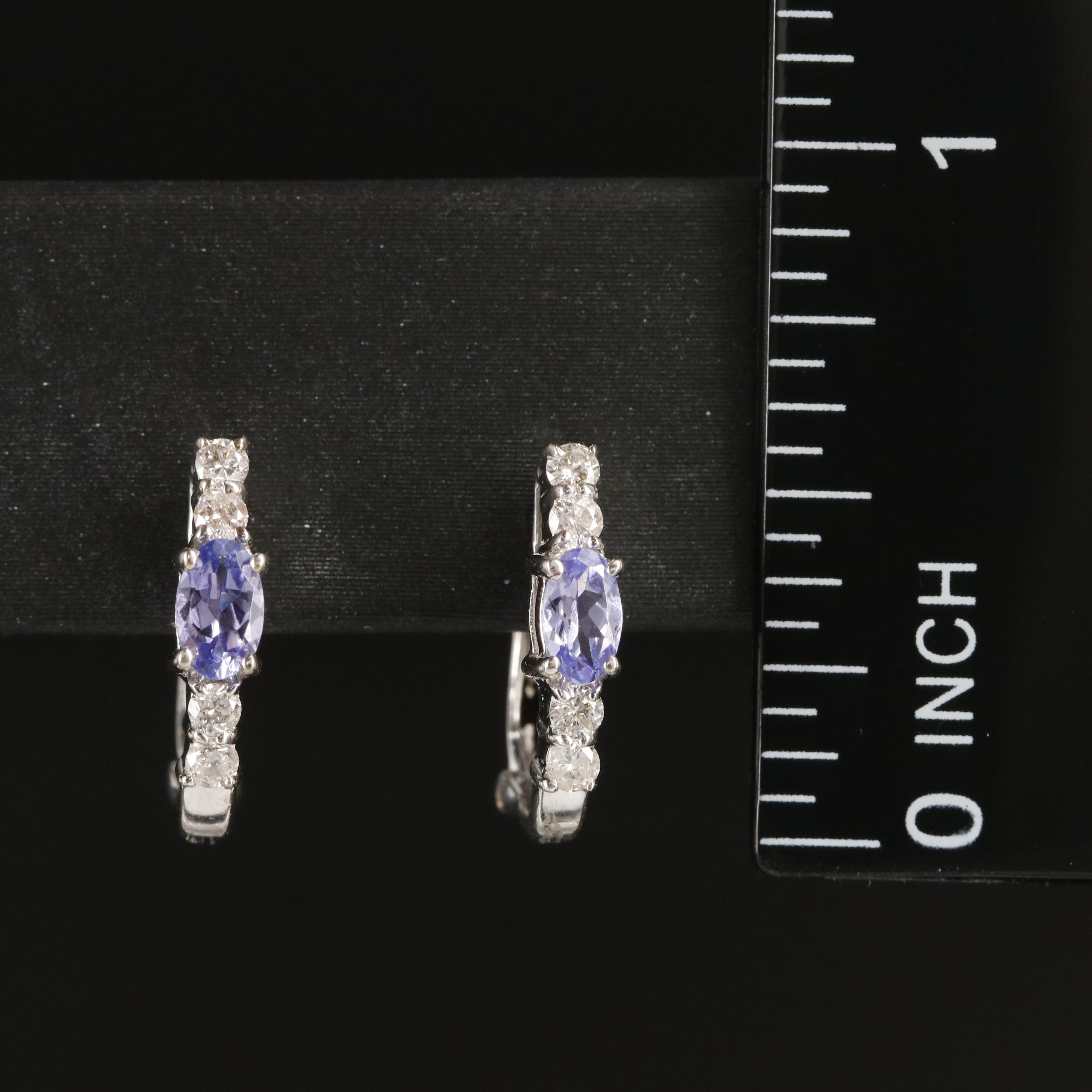 14K Tanzanite and Diamond JHoop Earrings