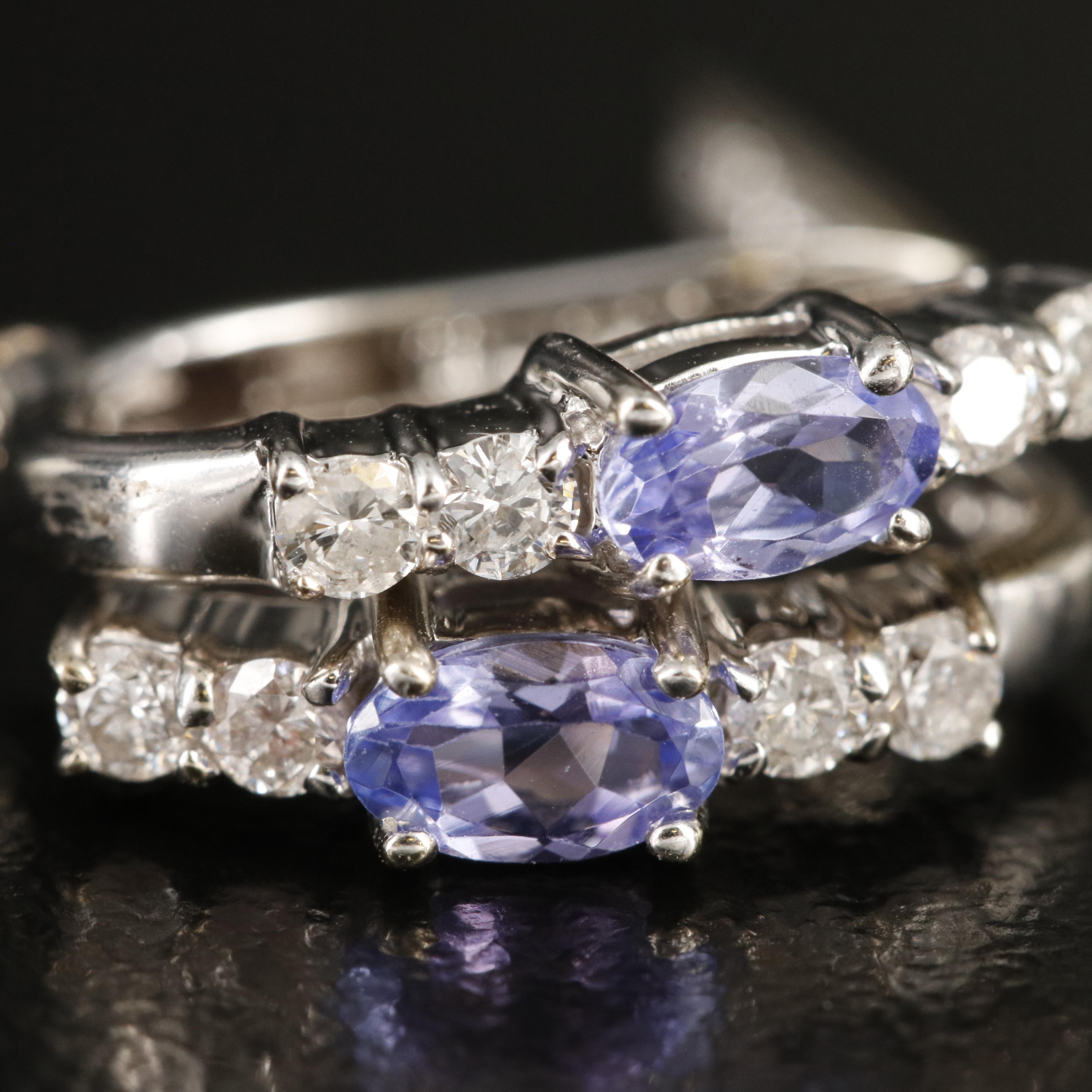 14K Tanzanite and Diamond JHoop Earrings