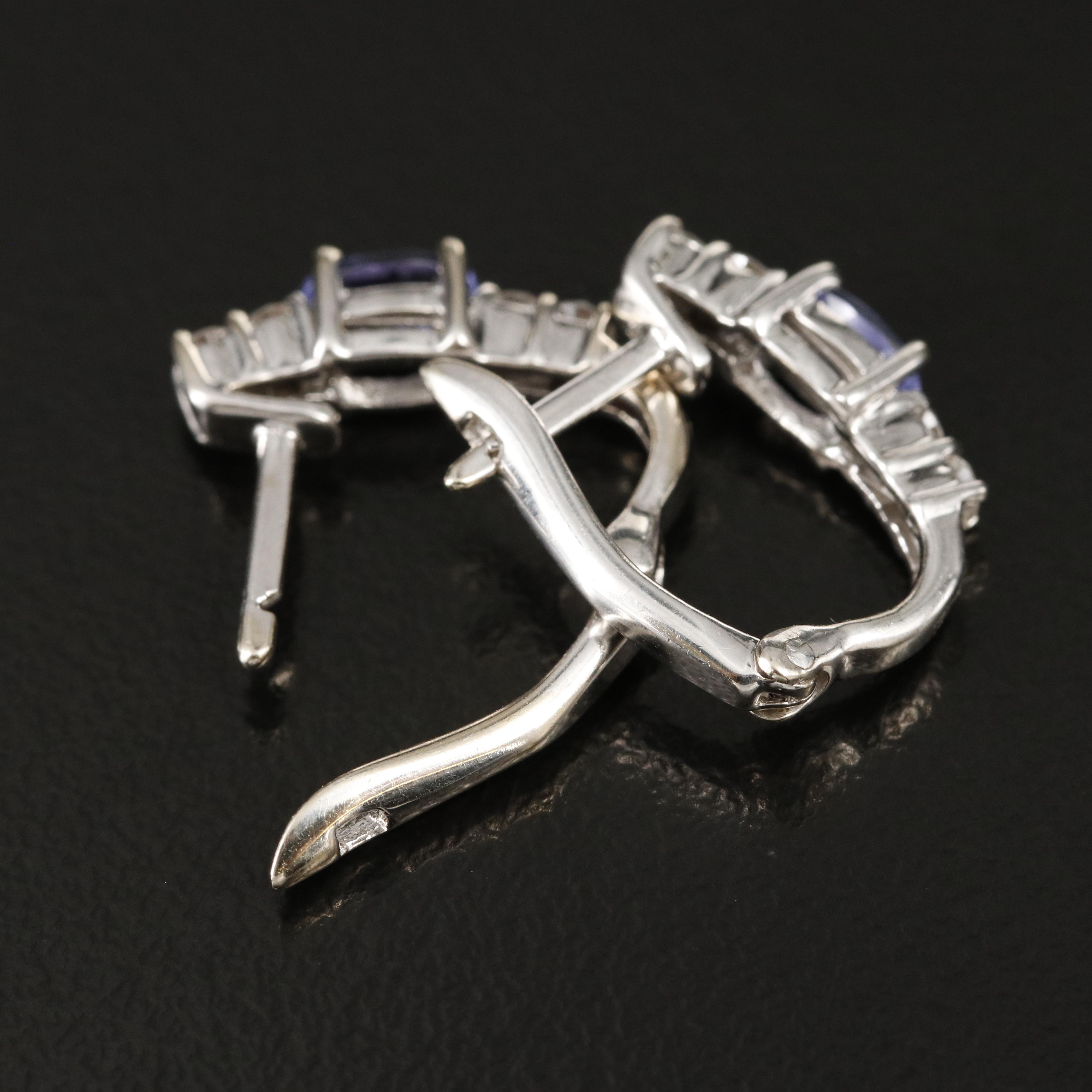 14K Tanzanite and Diamond JHoop Earrings