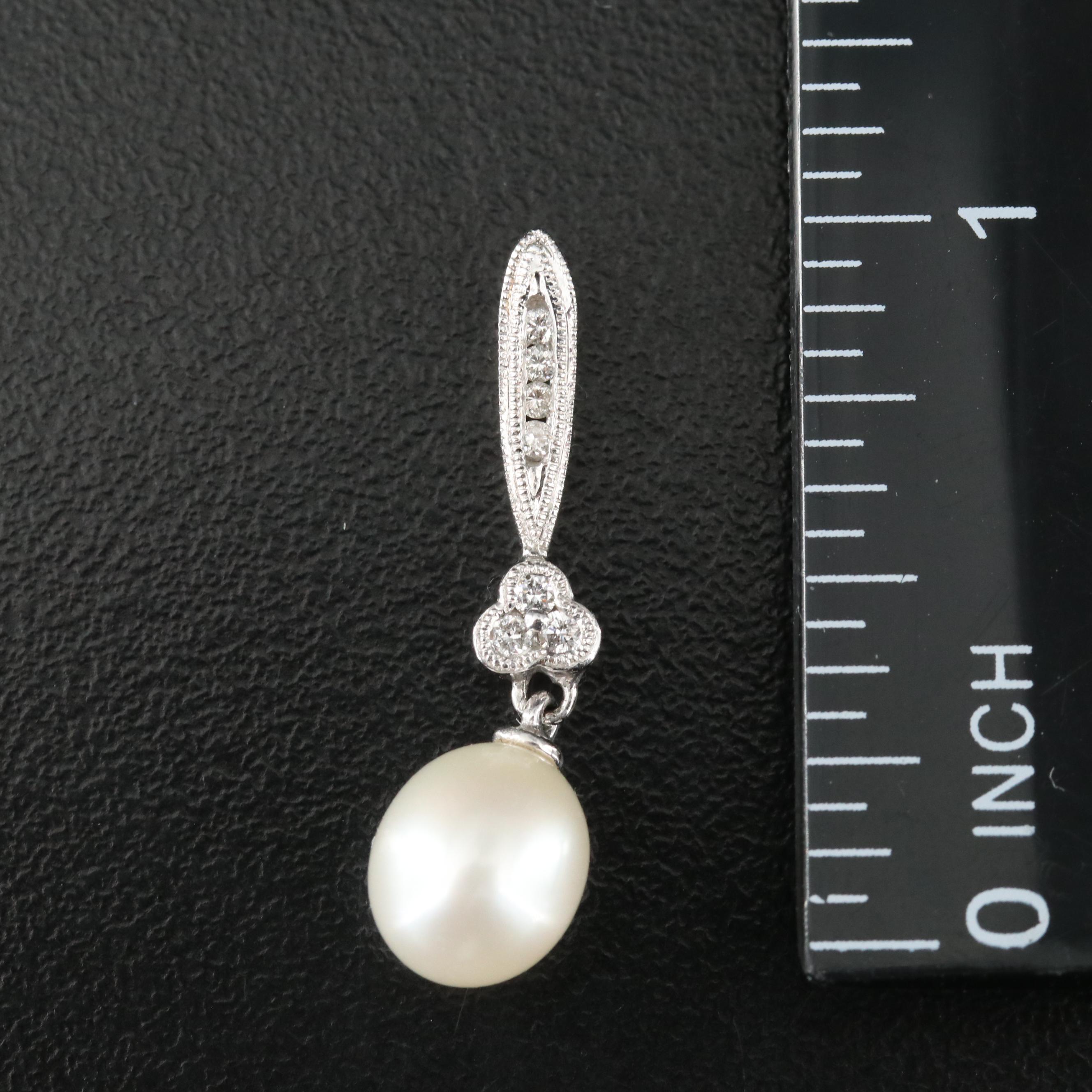 14K Pearl and Diamond Pendant