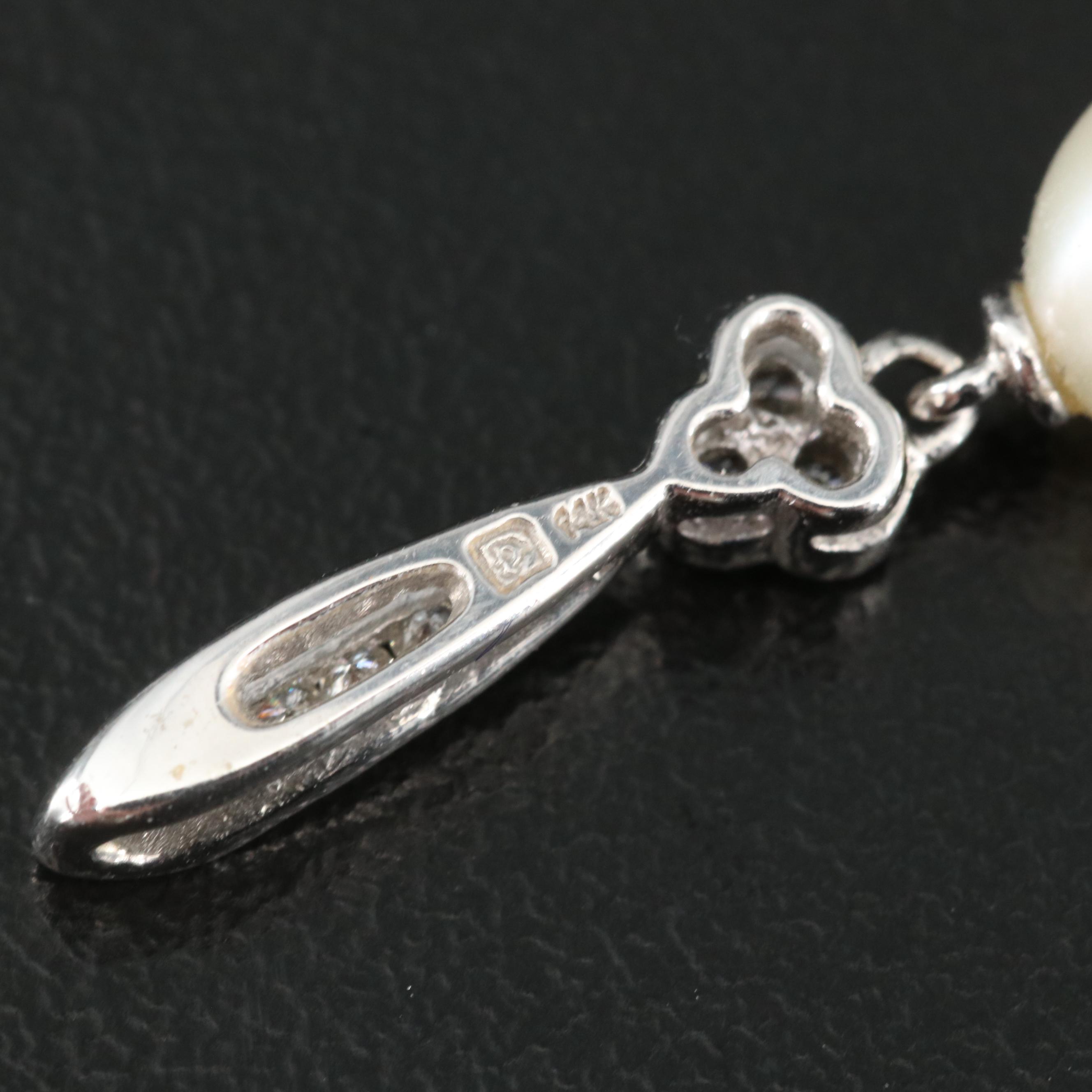 14K Pearl and Diamond Pendant