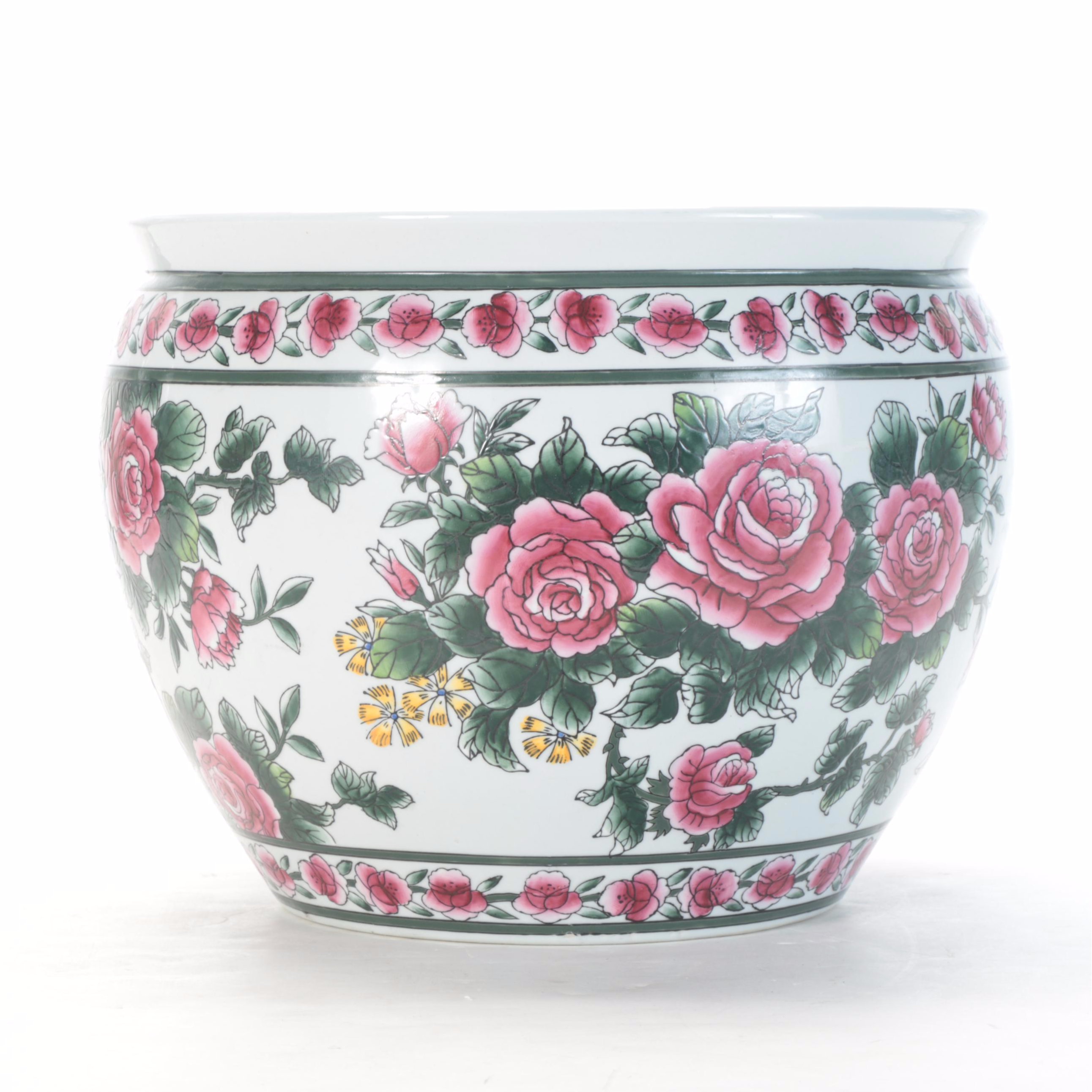 Ceramic Hand Decorated Fish Bowl Jardiniere