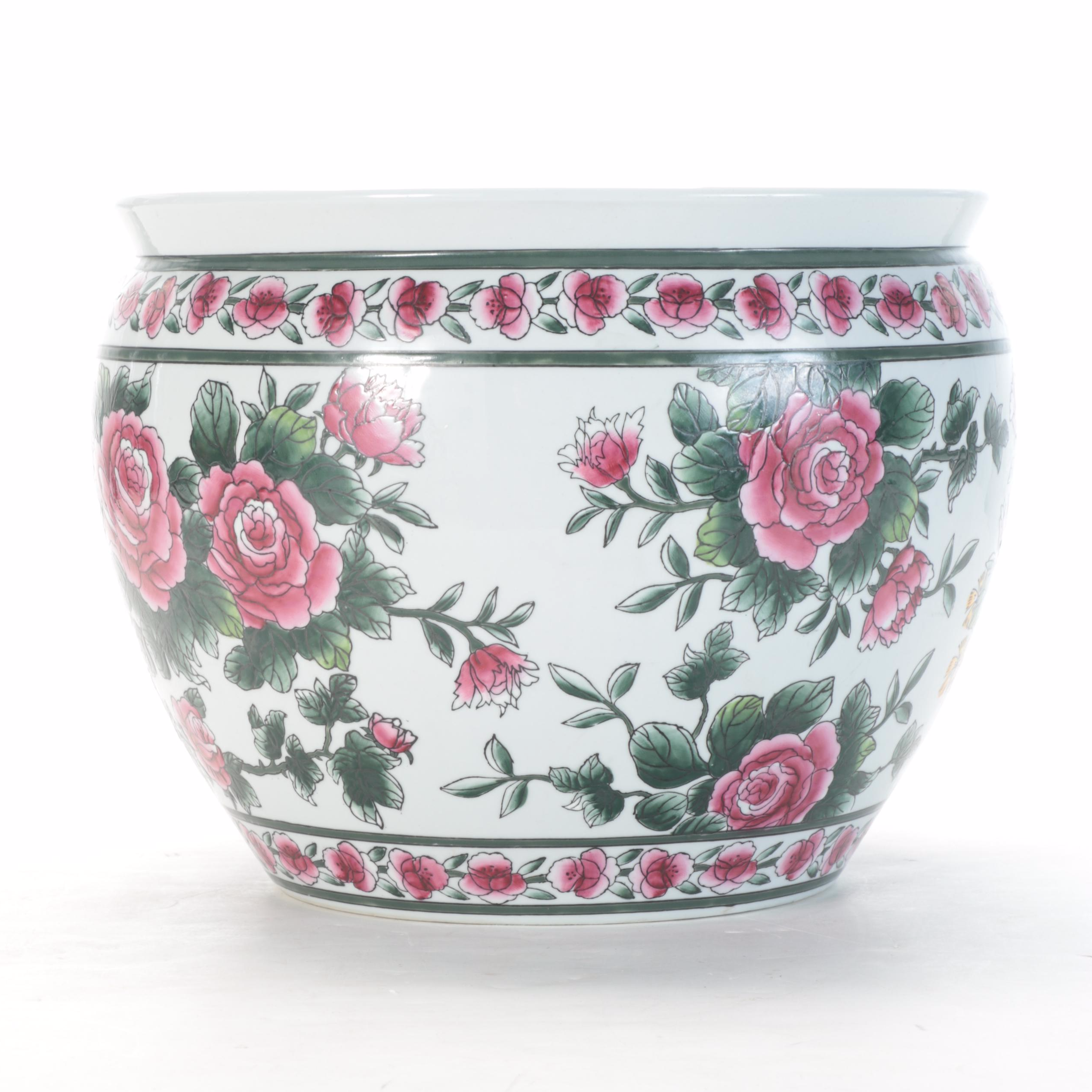 Ceramic Hand Decorated Fish Bowl Jardiniere