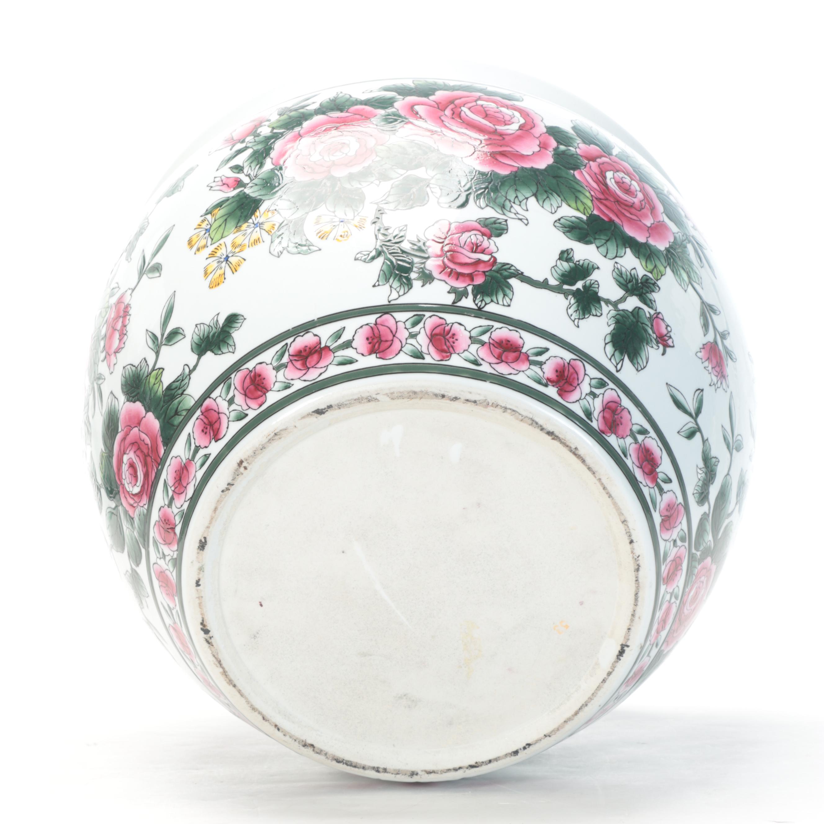 Ceramic Hand Decorated Fish Bowl Jardiniere