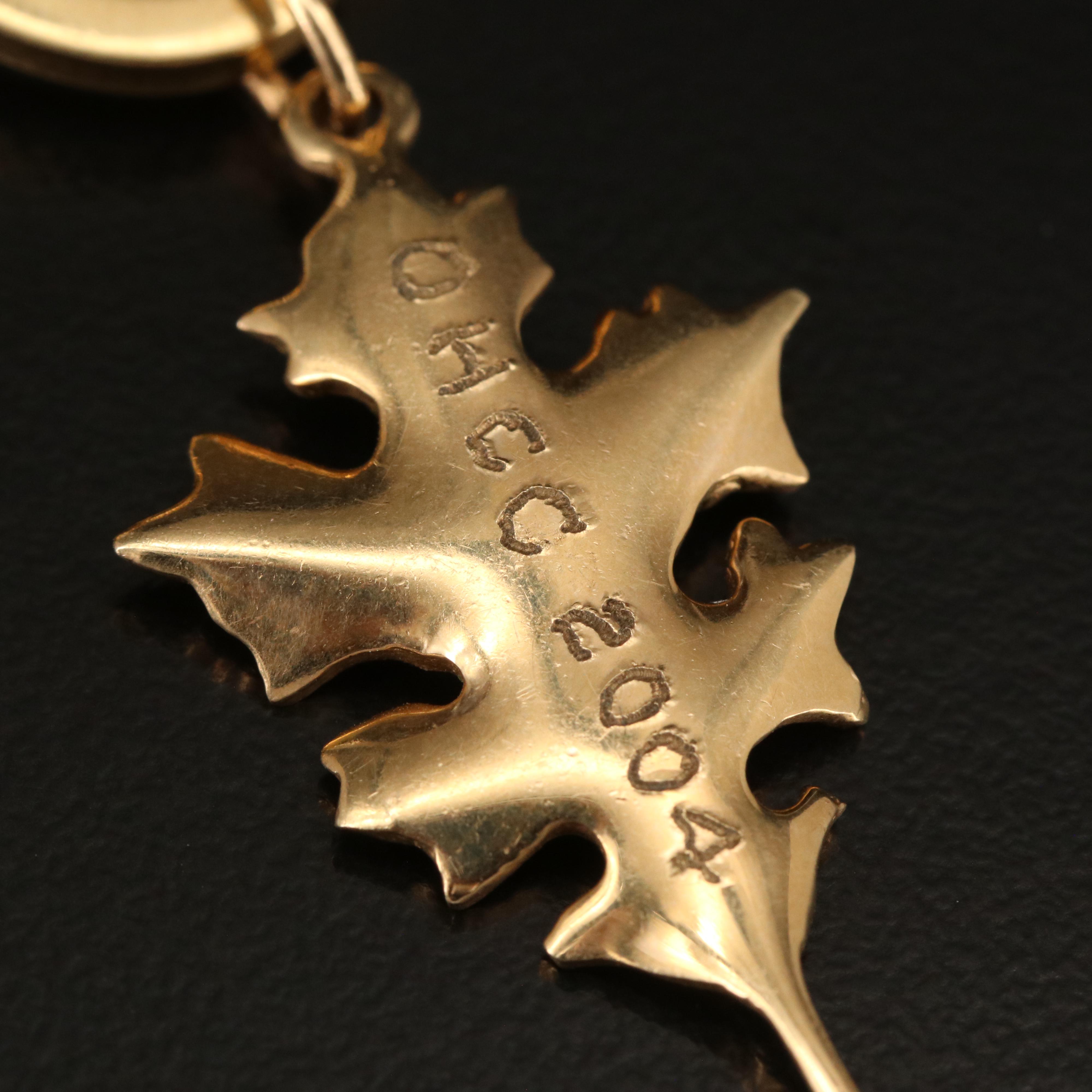 Italian 14K Acorn and Oak Leaf Charm Bracelet