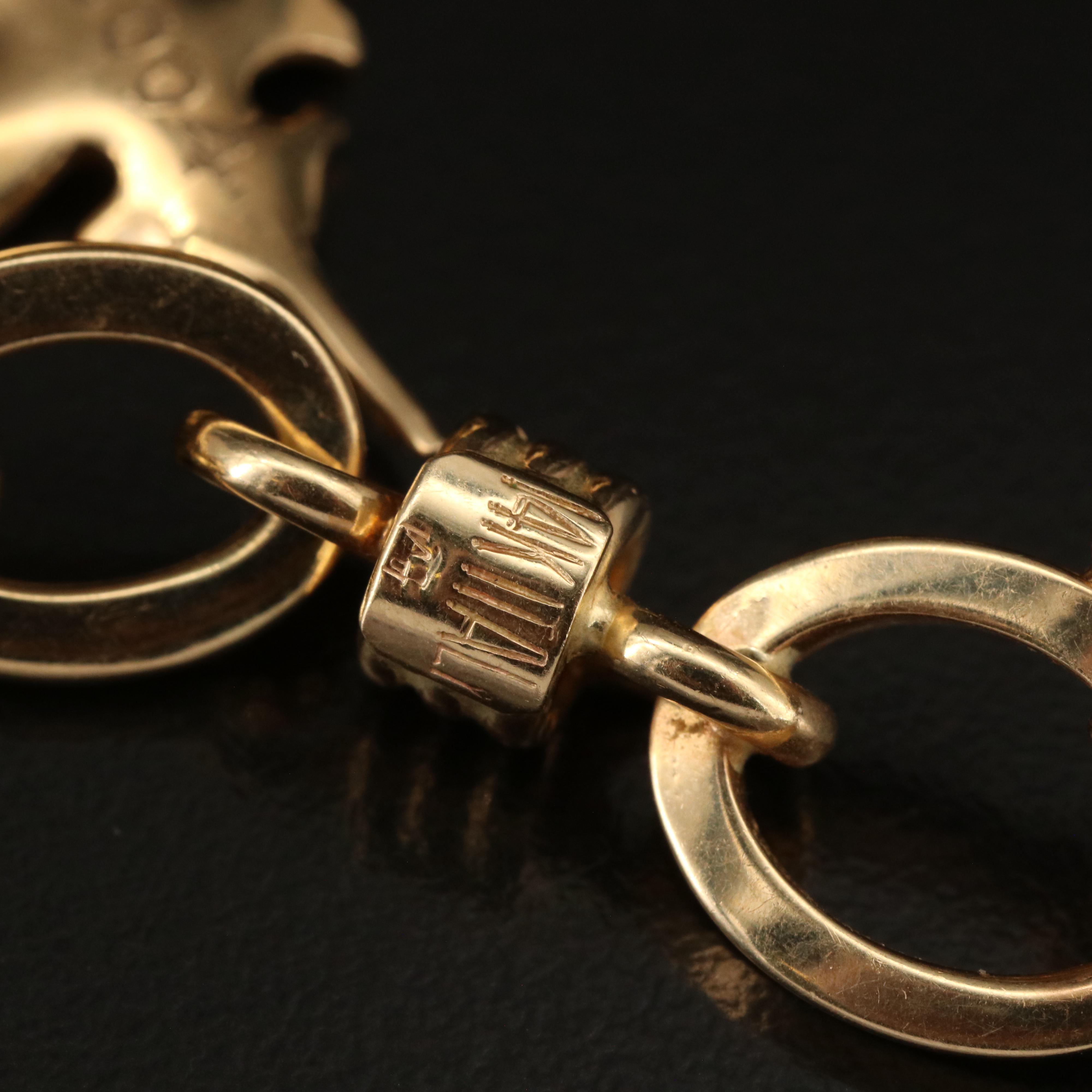 Italian 14K Acorn and Oak Leaf Charm Bracelet