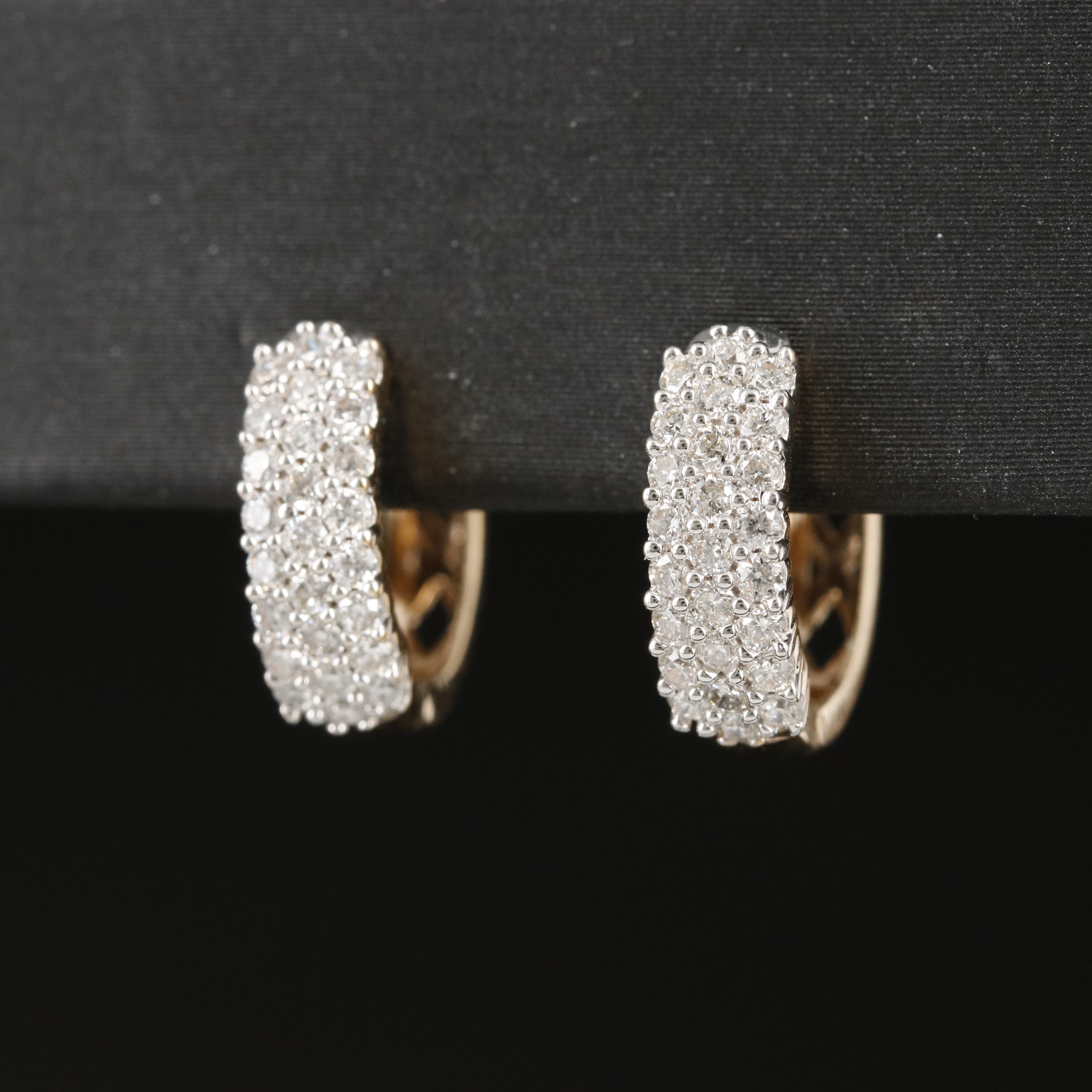 14K 0.50 CTW Diamond Small Hoop Earrings