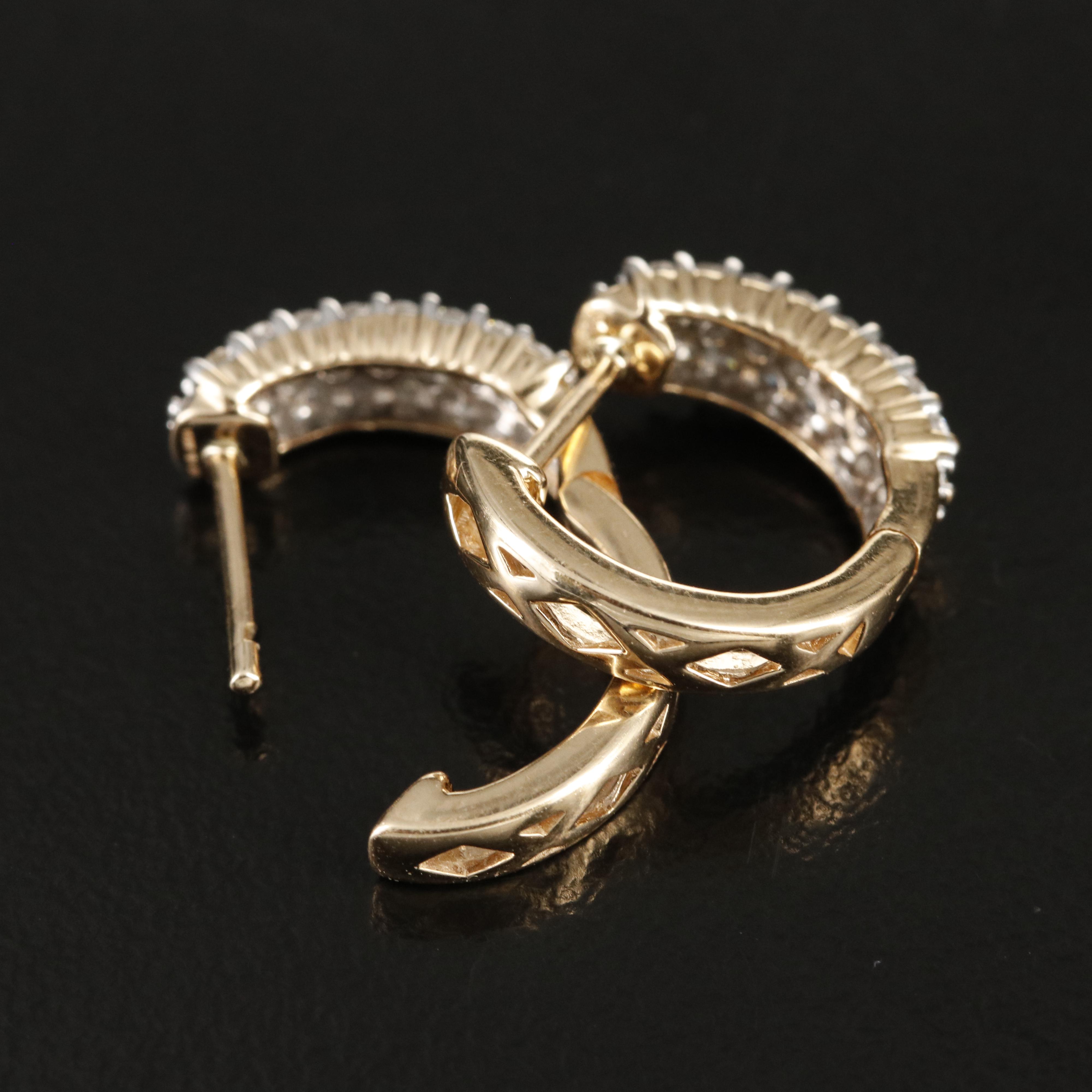 14K 0.50 CTW Diamond Small Hoop Earrings