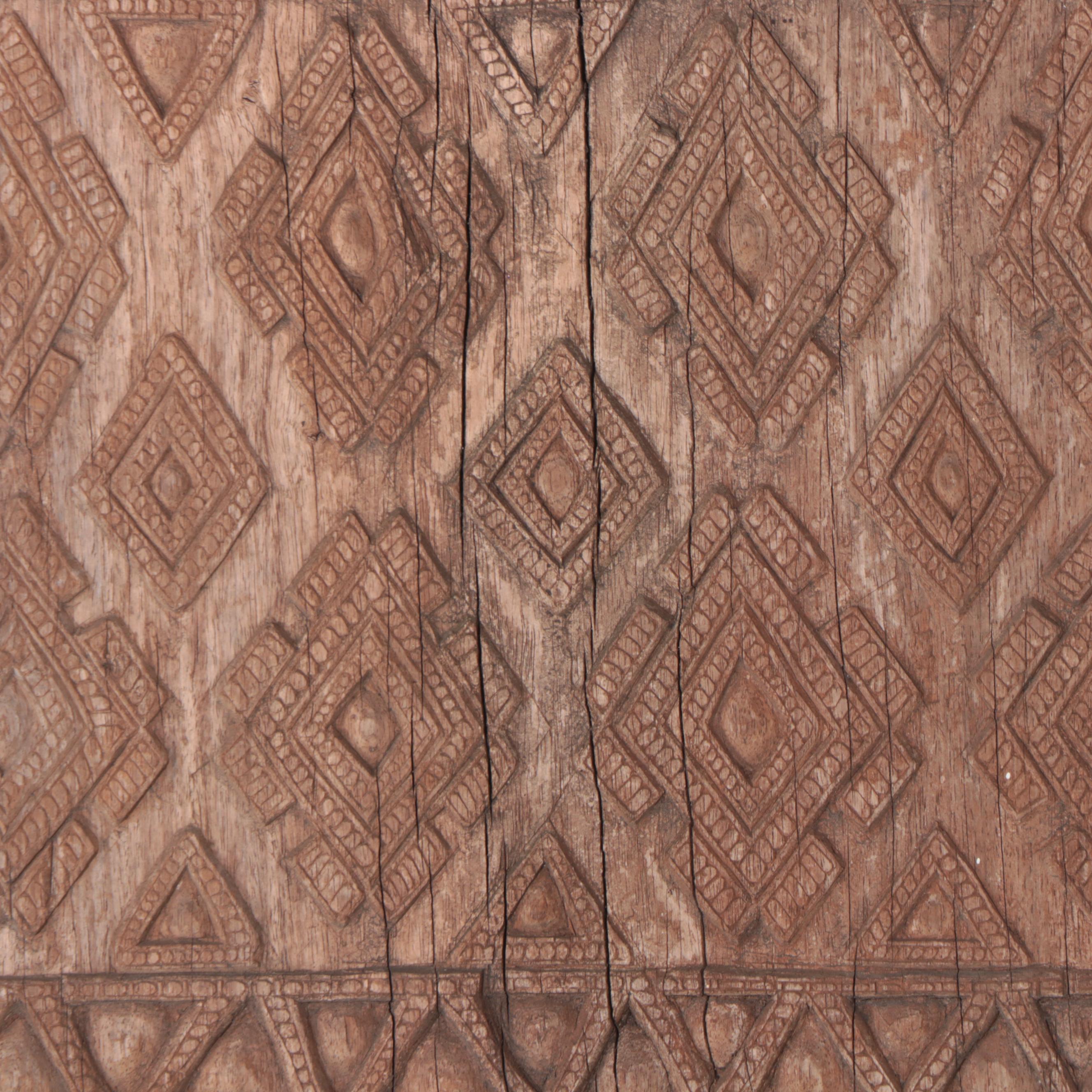 Indonesian Carved Wood Architectural Panel with Double Bird Motif, Early 20th C