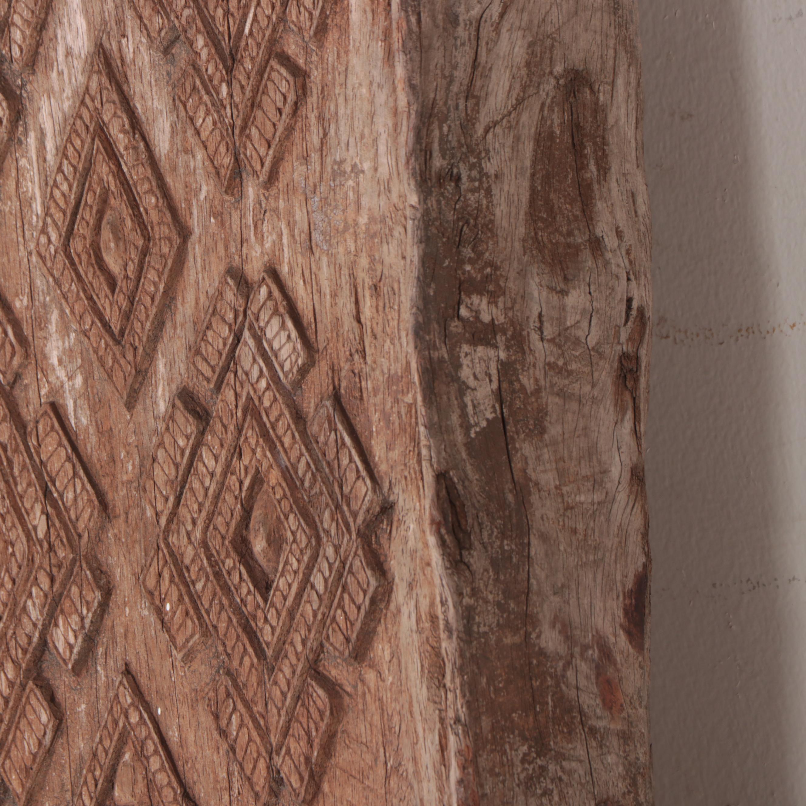 Indonesian Carved Wood Architectural Panel with Double Bird Motif, Early 20th C