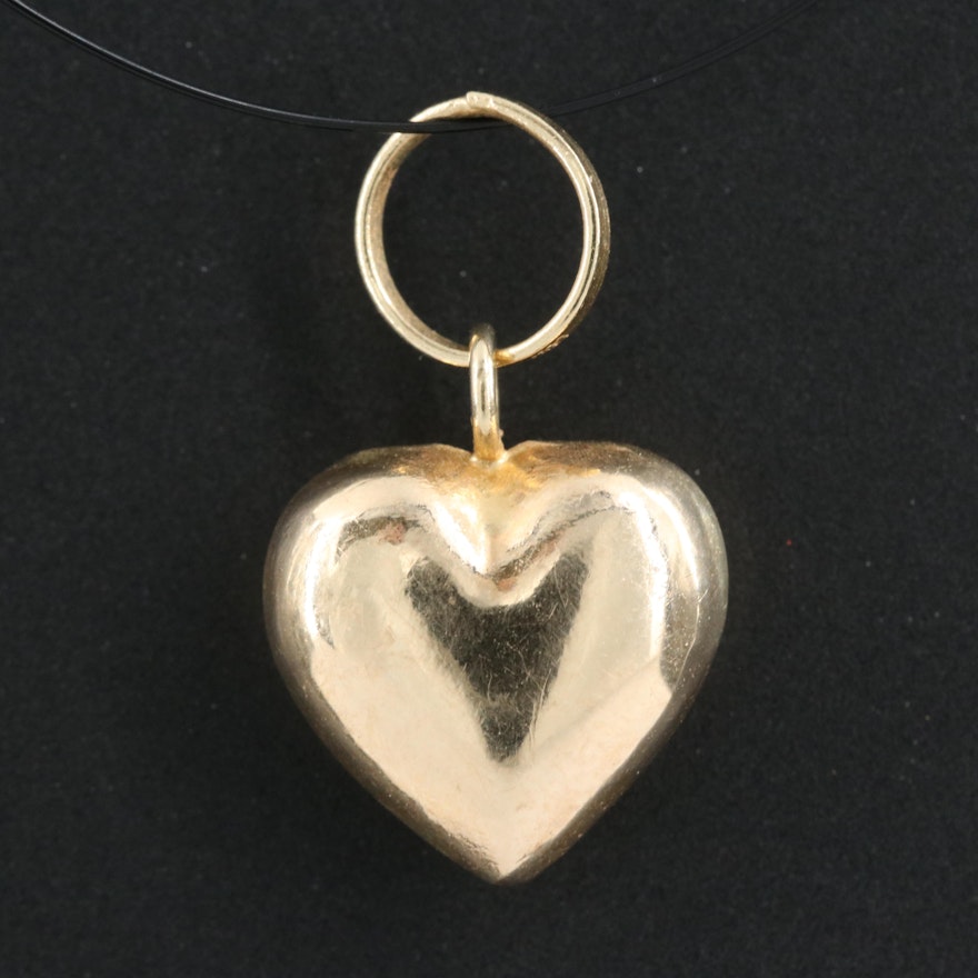 14K Puffed Heart Pendant