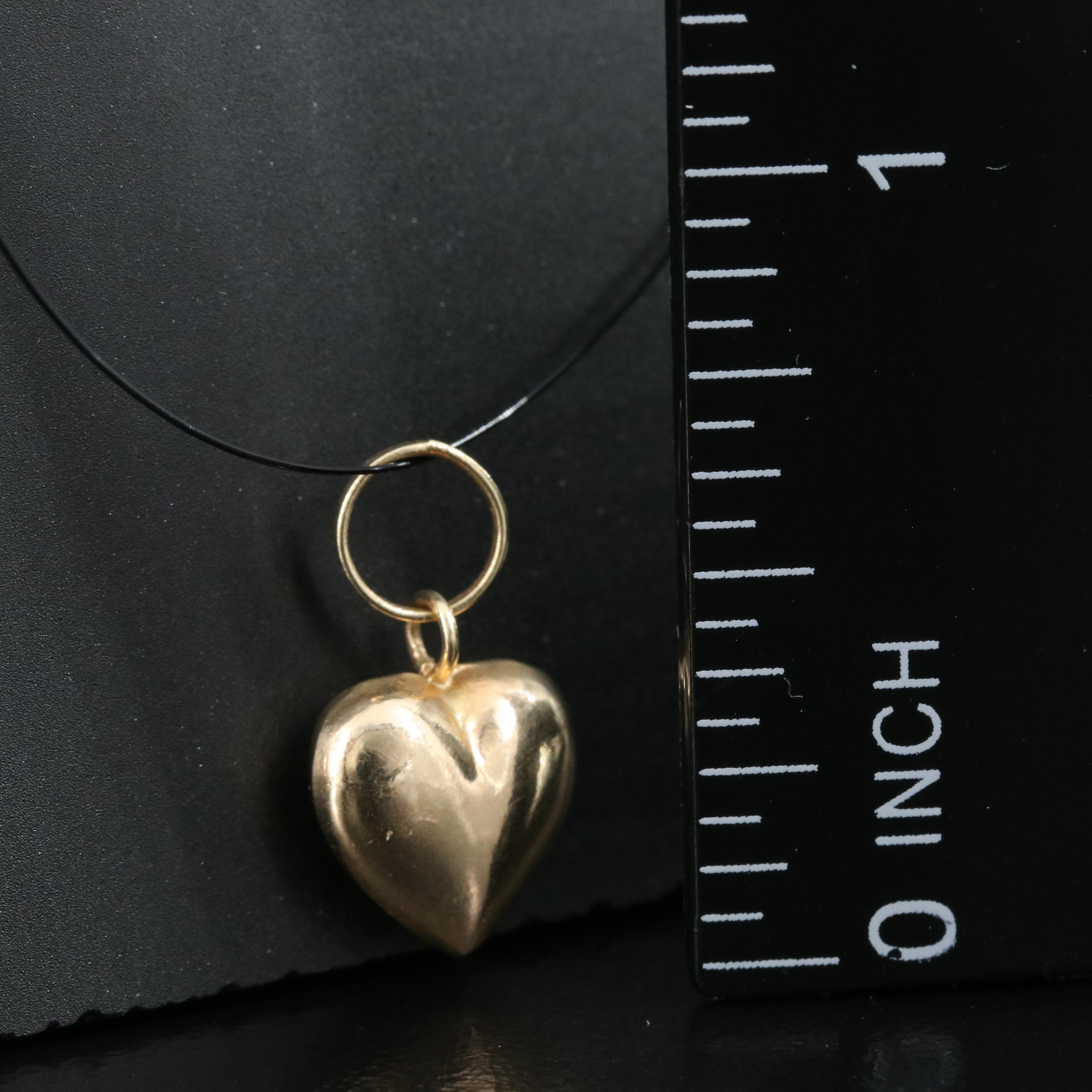 14K Puffed Heart Pendant