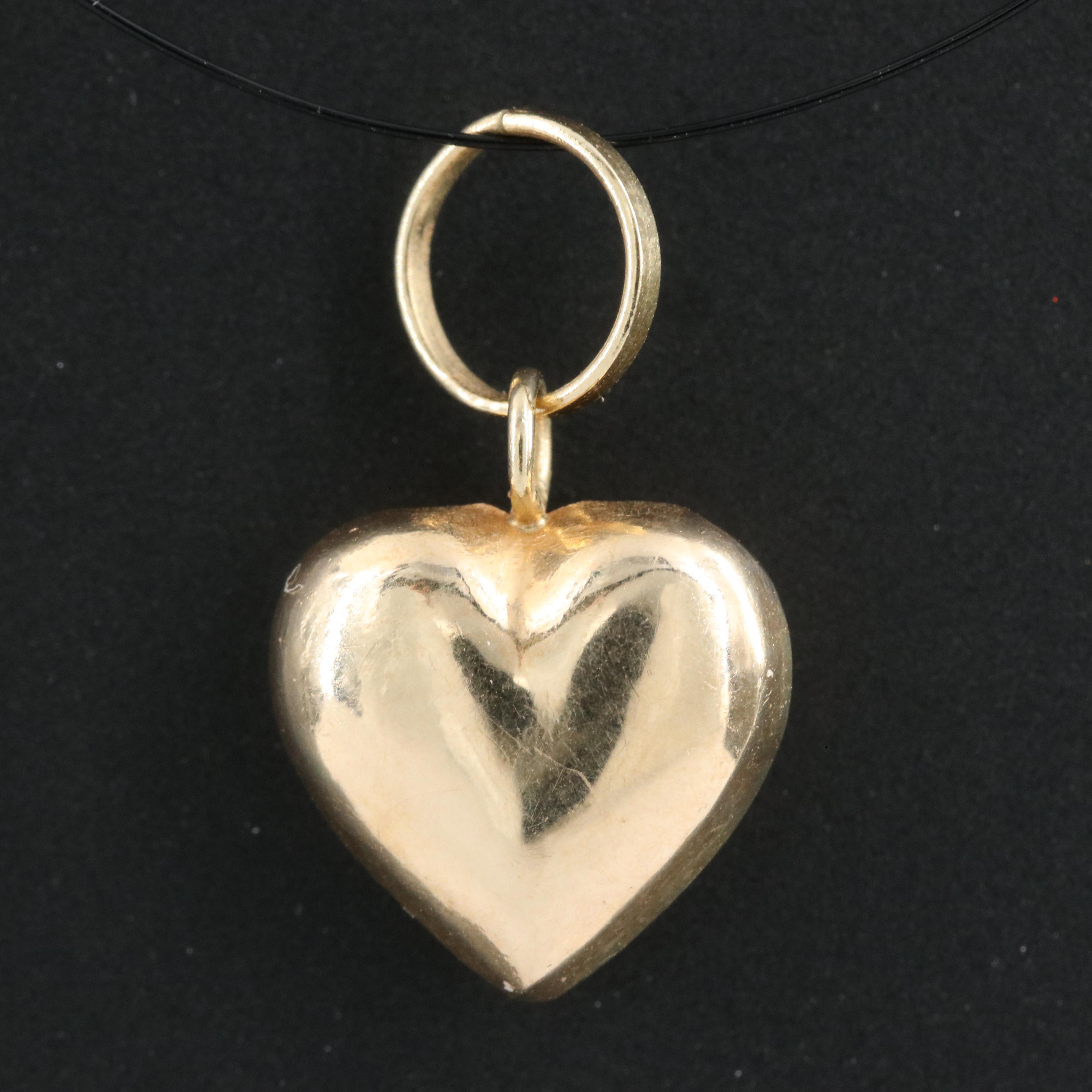 14K Puffed Heart Pendant