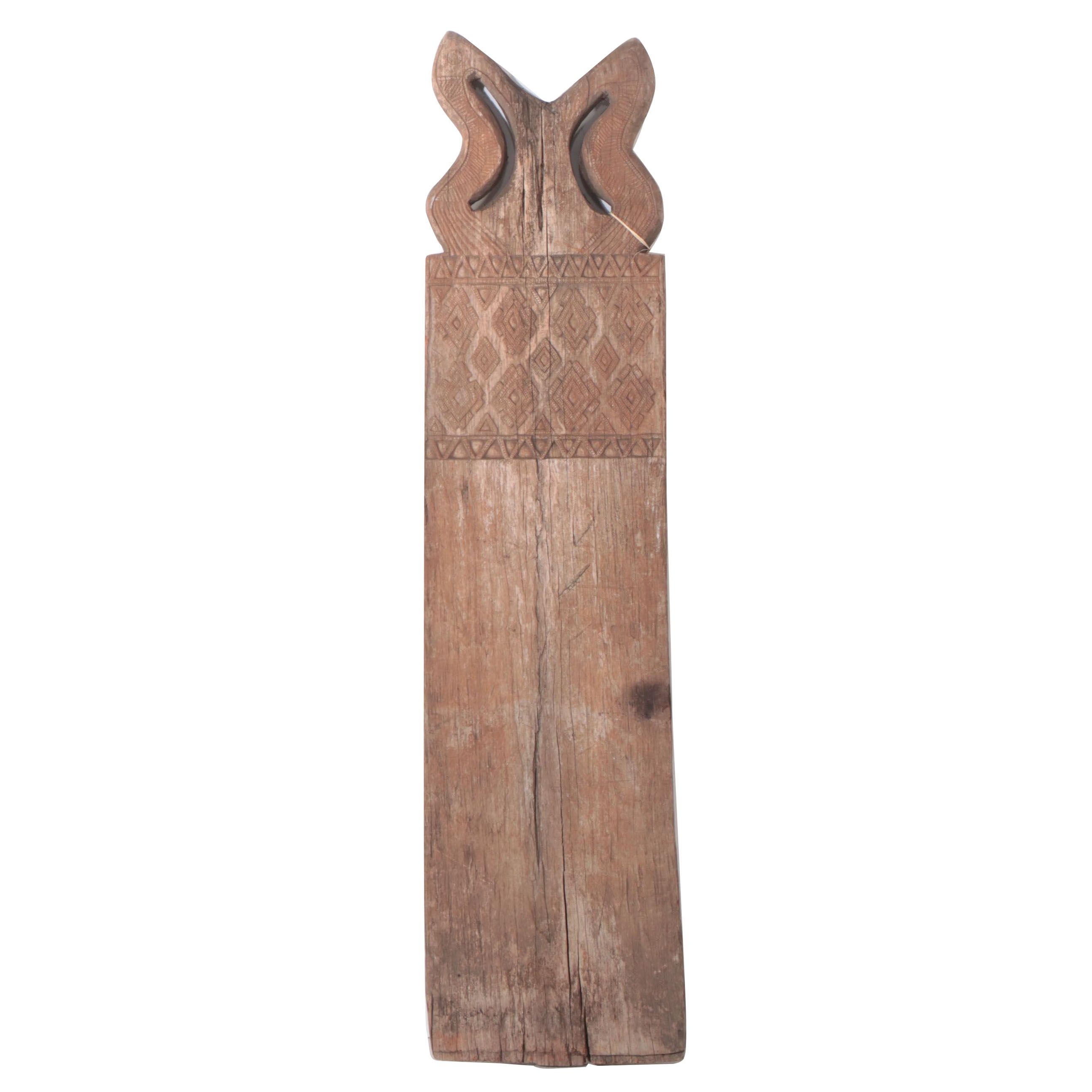 Indonesian Carved Wood Architectural Panel with Double Bird Motif, Early 20th C