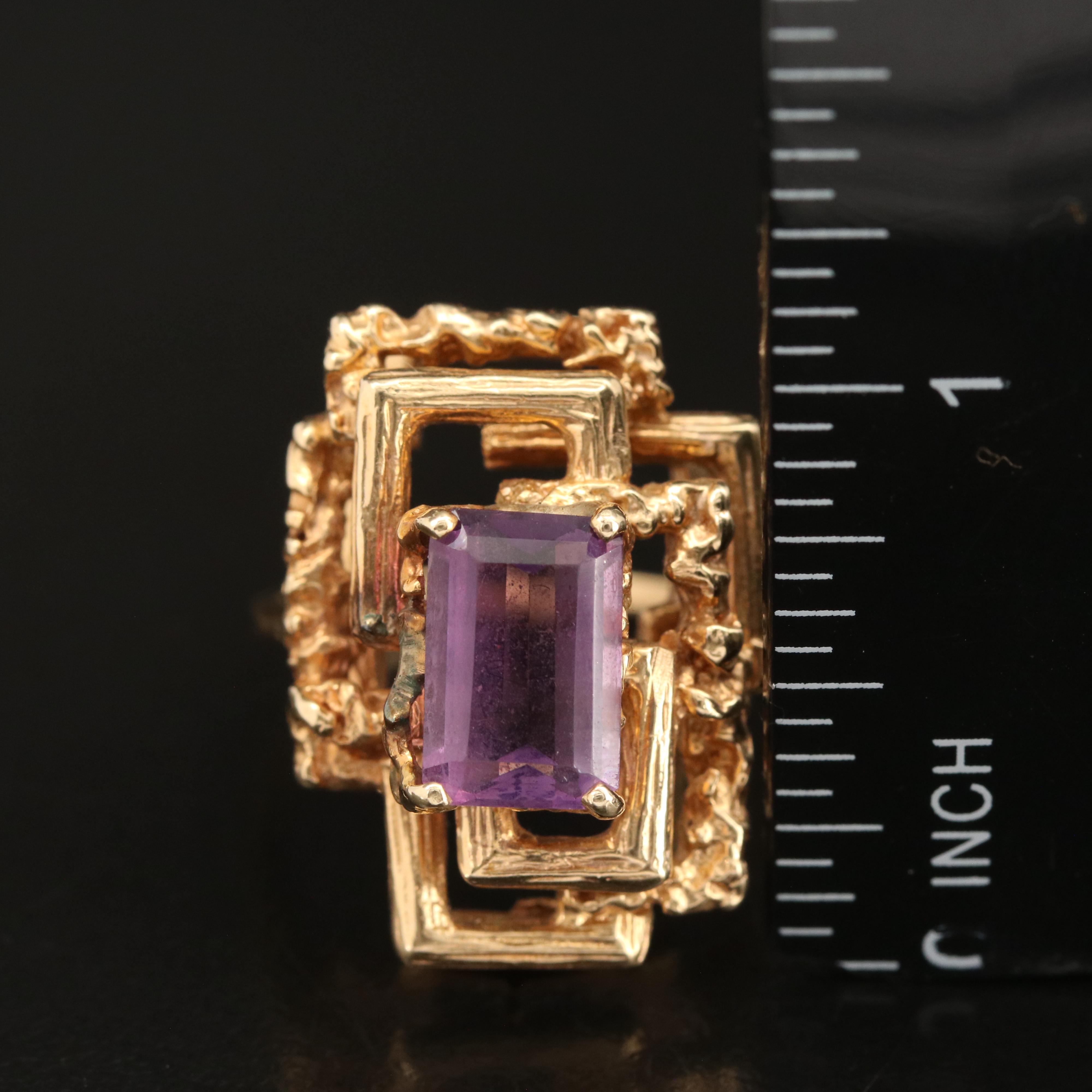 Vintage 14K Amethyst Geometric Ring