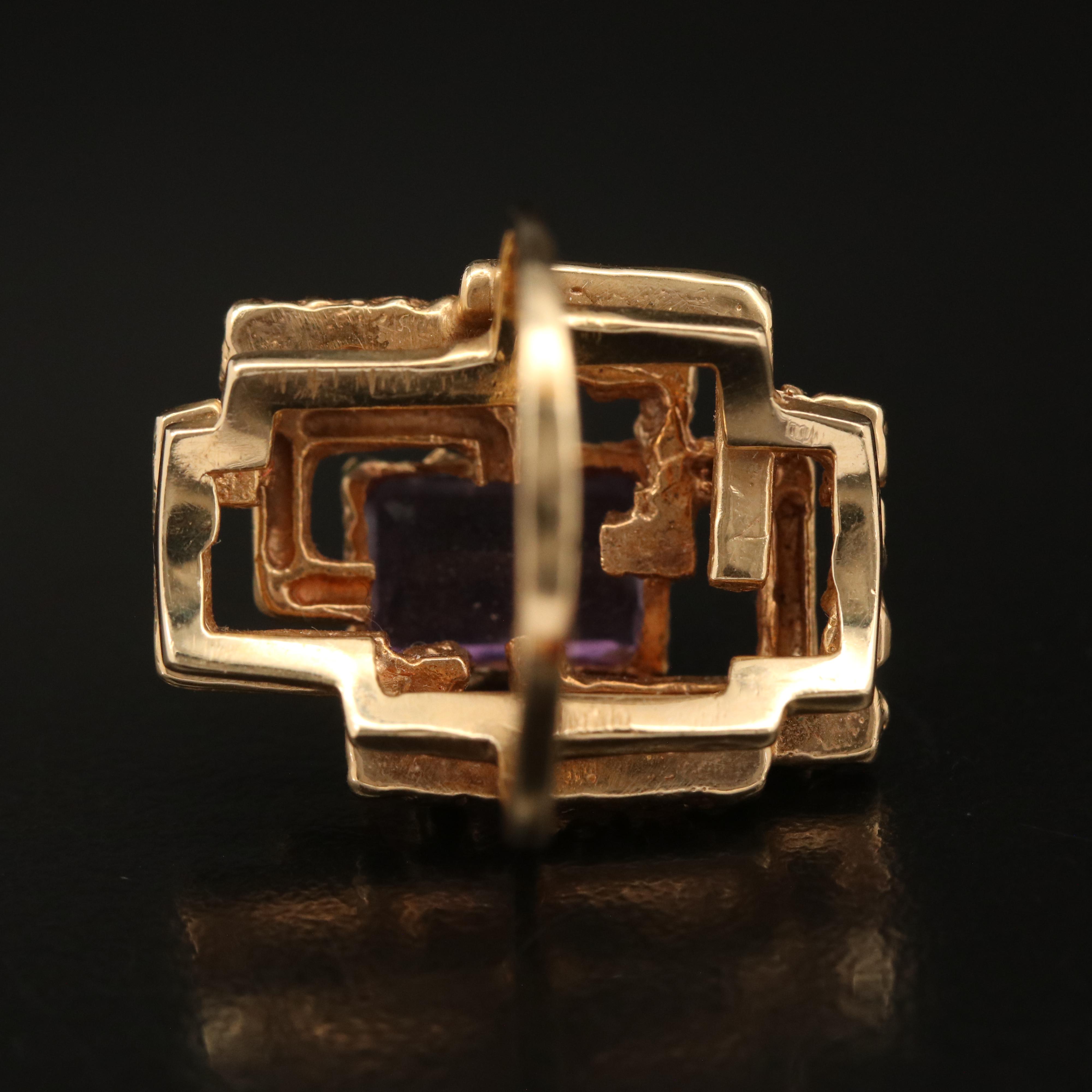Vintage 14K Amethyst Geometric Ring
