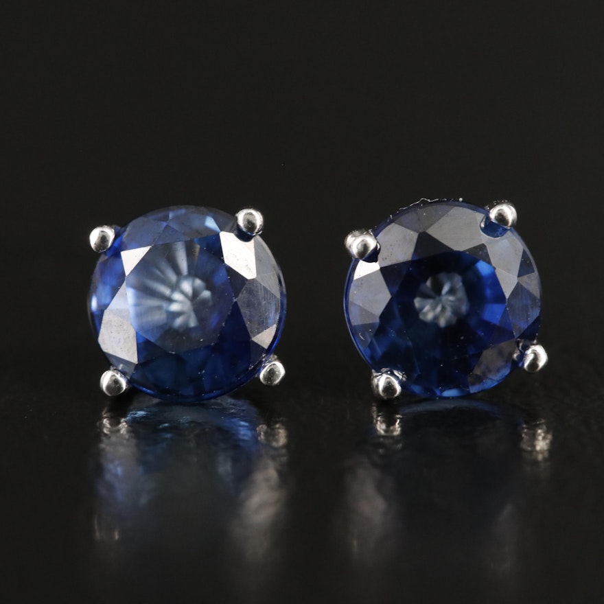 14K Sapphire Martini Set Stud Earrings