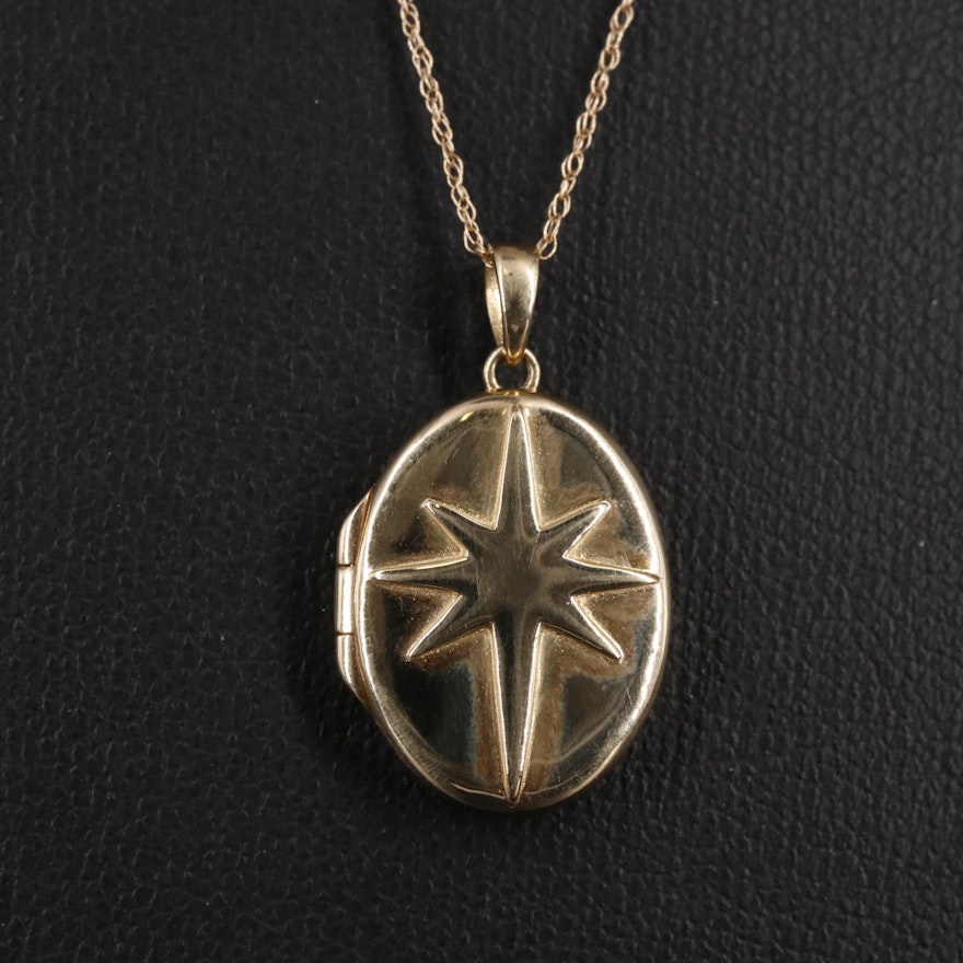 10K Locket Pendant Necklace