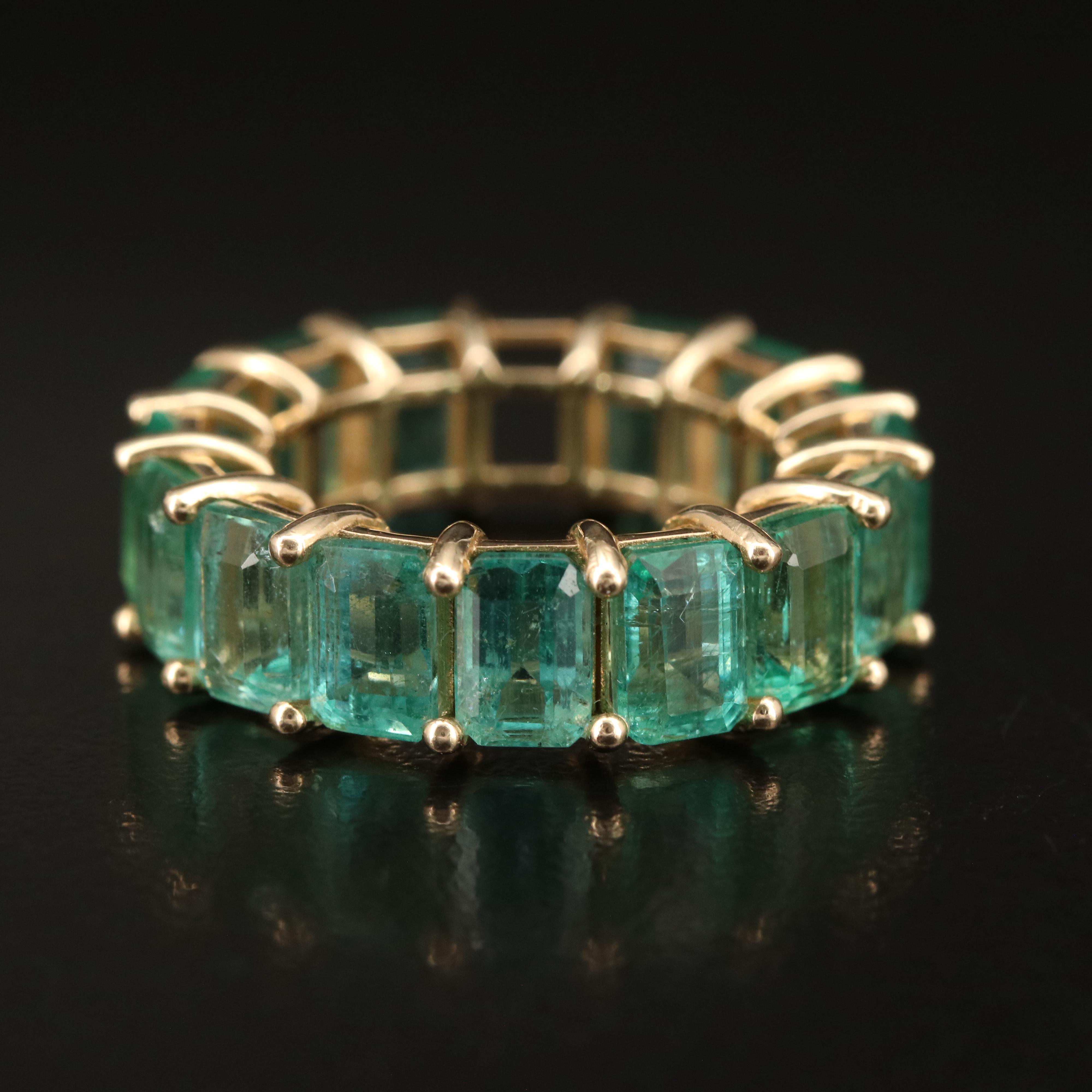 14K Emerald Eternity Band
