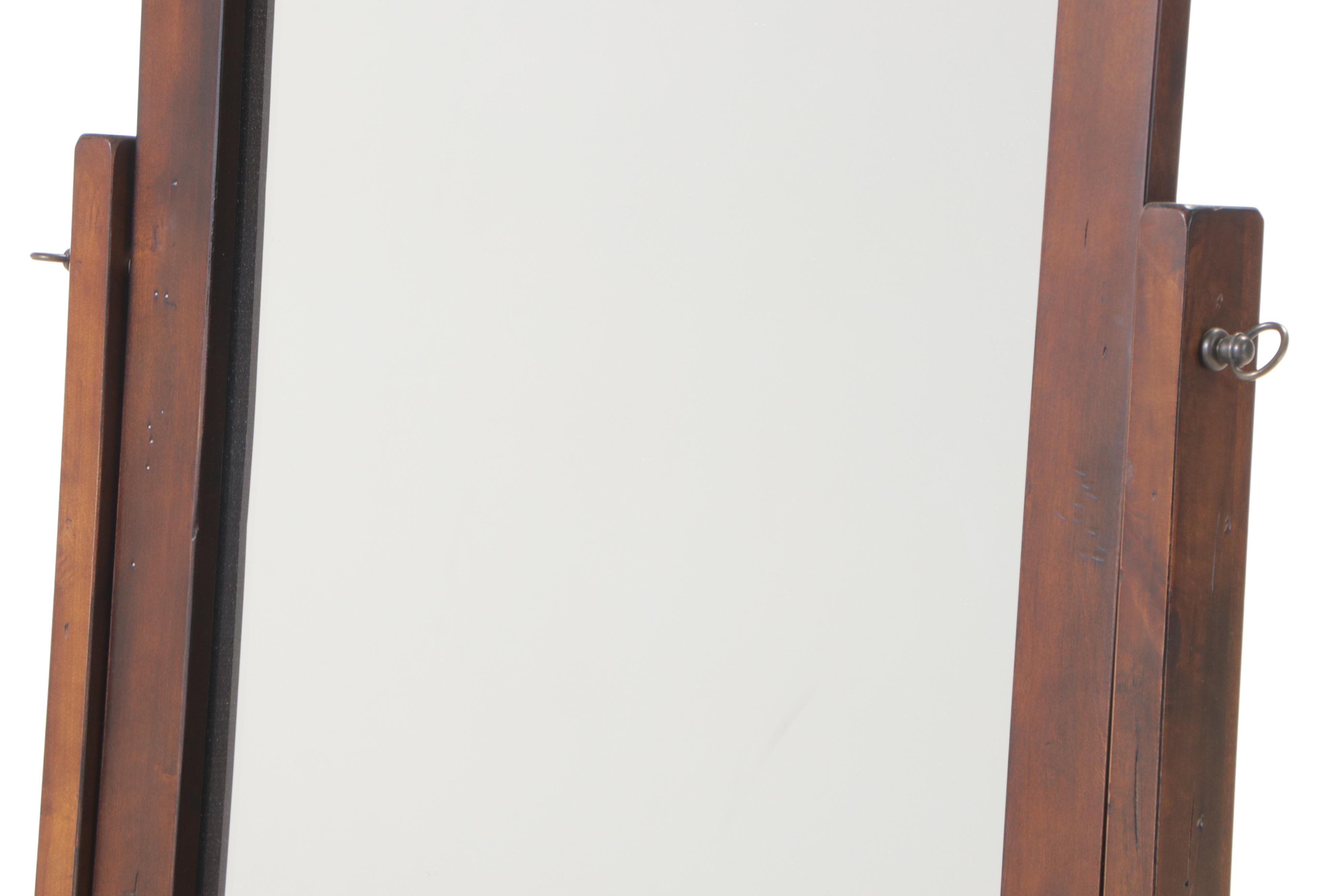 Contemporary Hardwood-Veneered Cheval Mirror