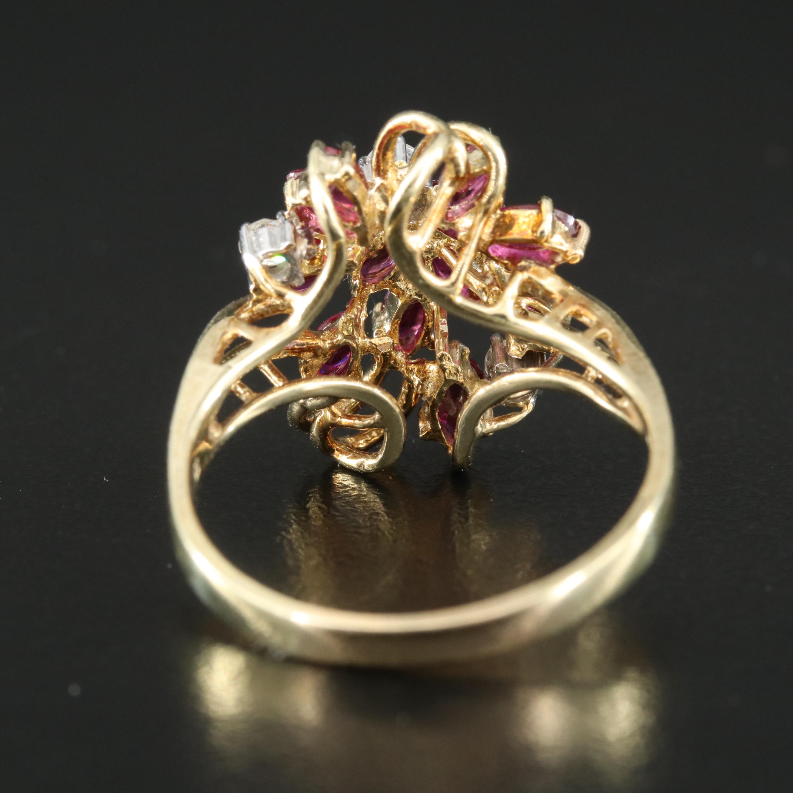 14K 0.19 CTW Diamond and Ruby Cluster Ring