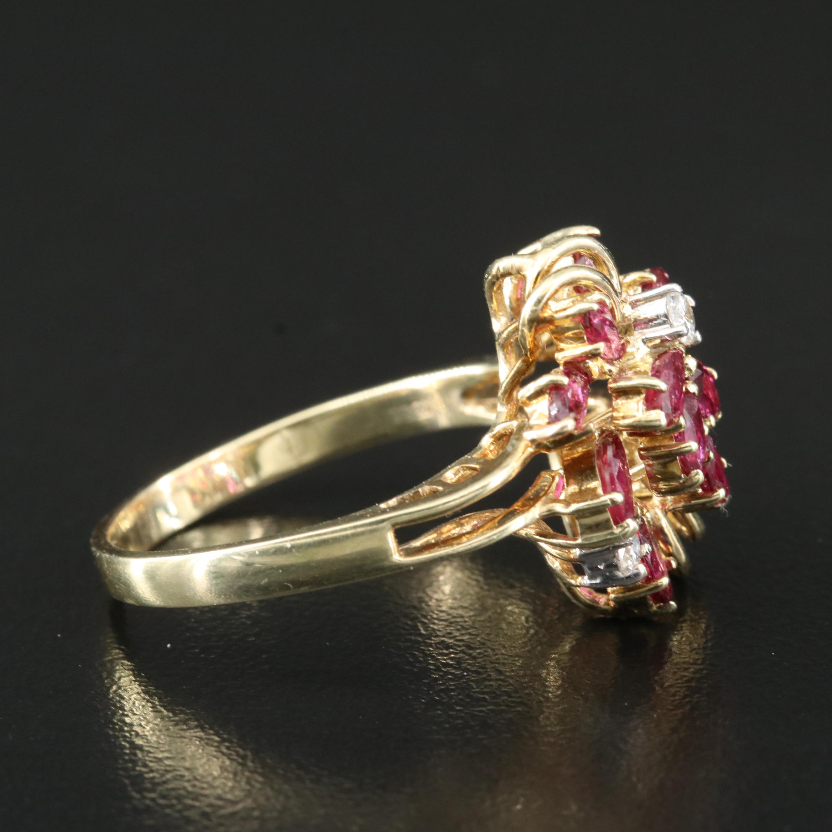 14K 0.19 CTW Diamond and Ruby Cluster Ring