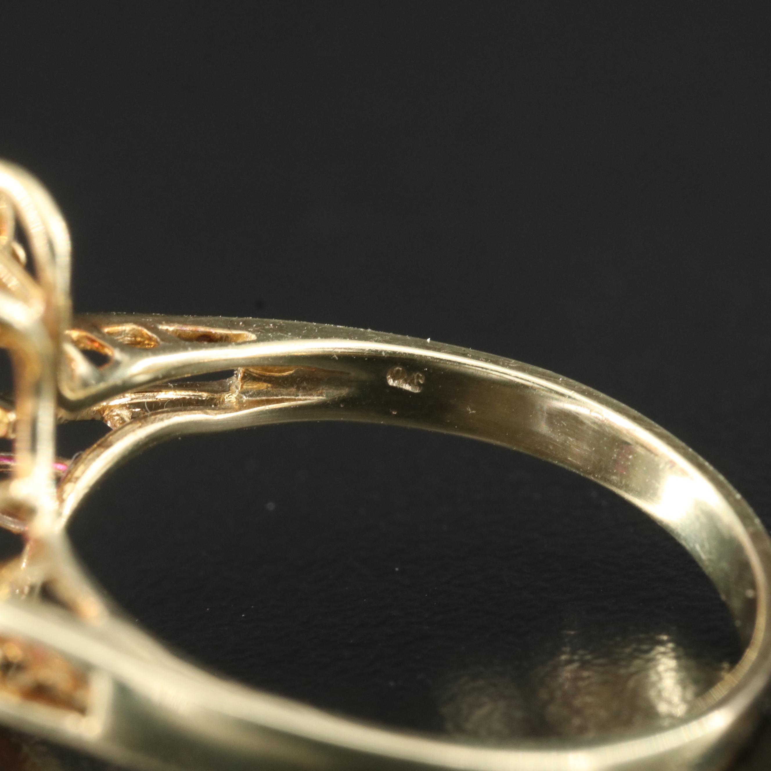 14K 0.19 CTW Diamond and Ruby Cluster Ring