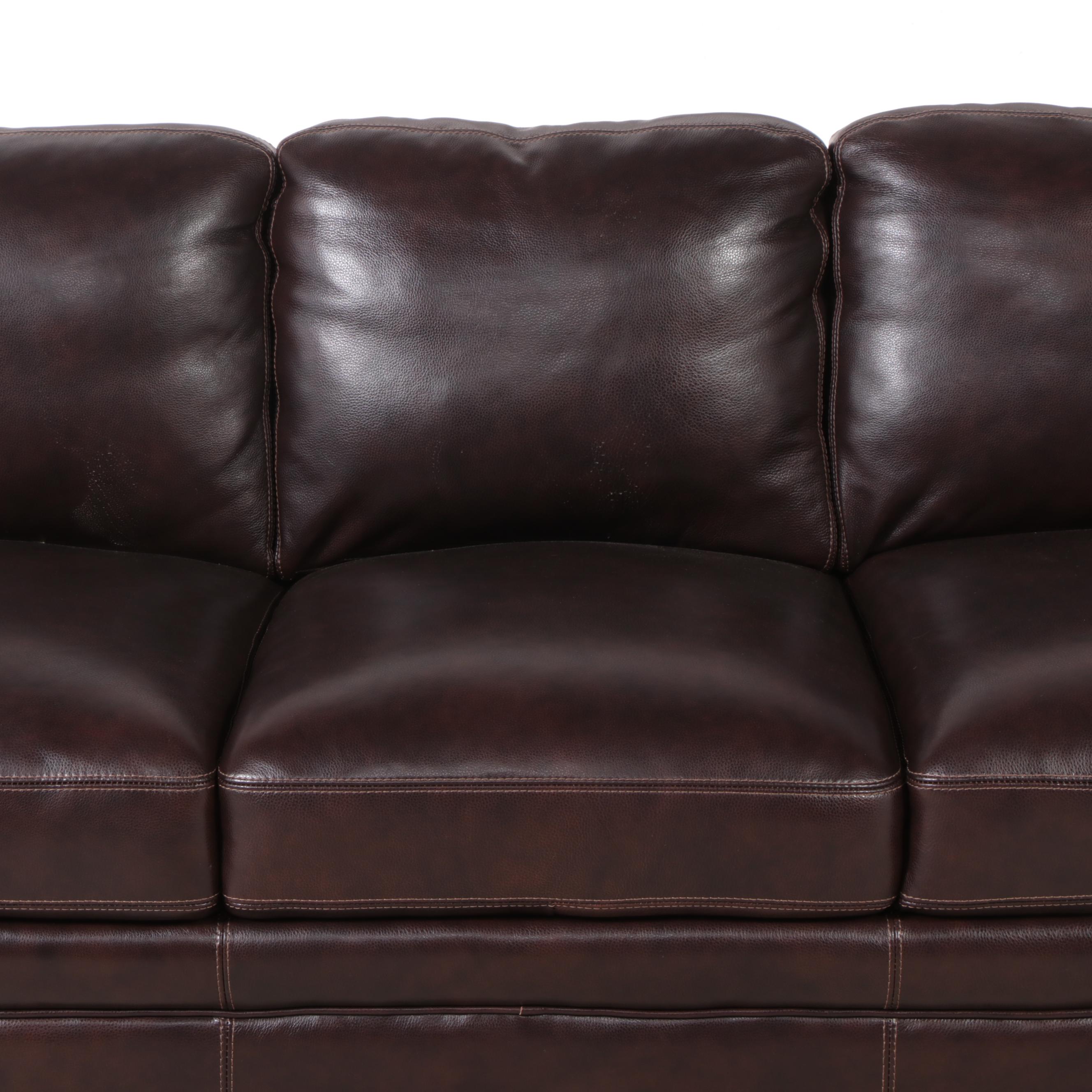 Simon Li "Chanton" Brown Leather Sofa