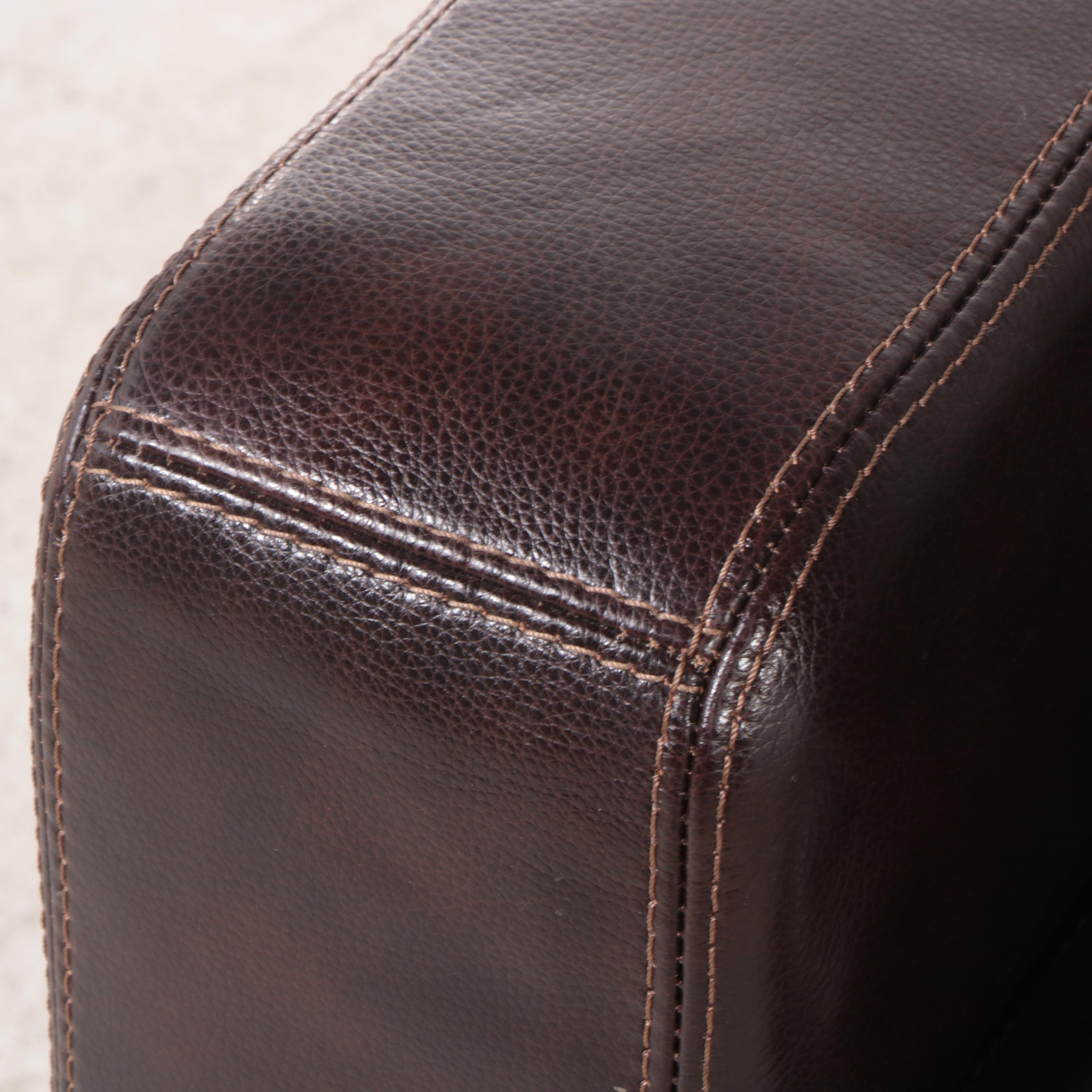 Simon Li "Chanton" Brown Leather Sofa